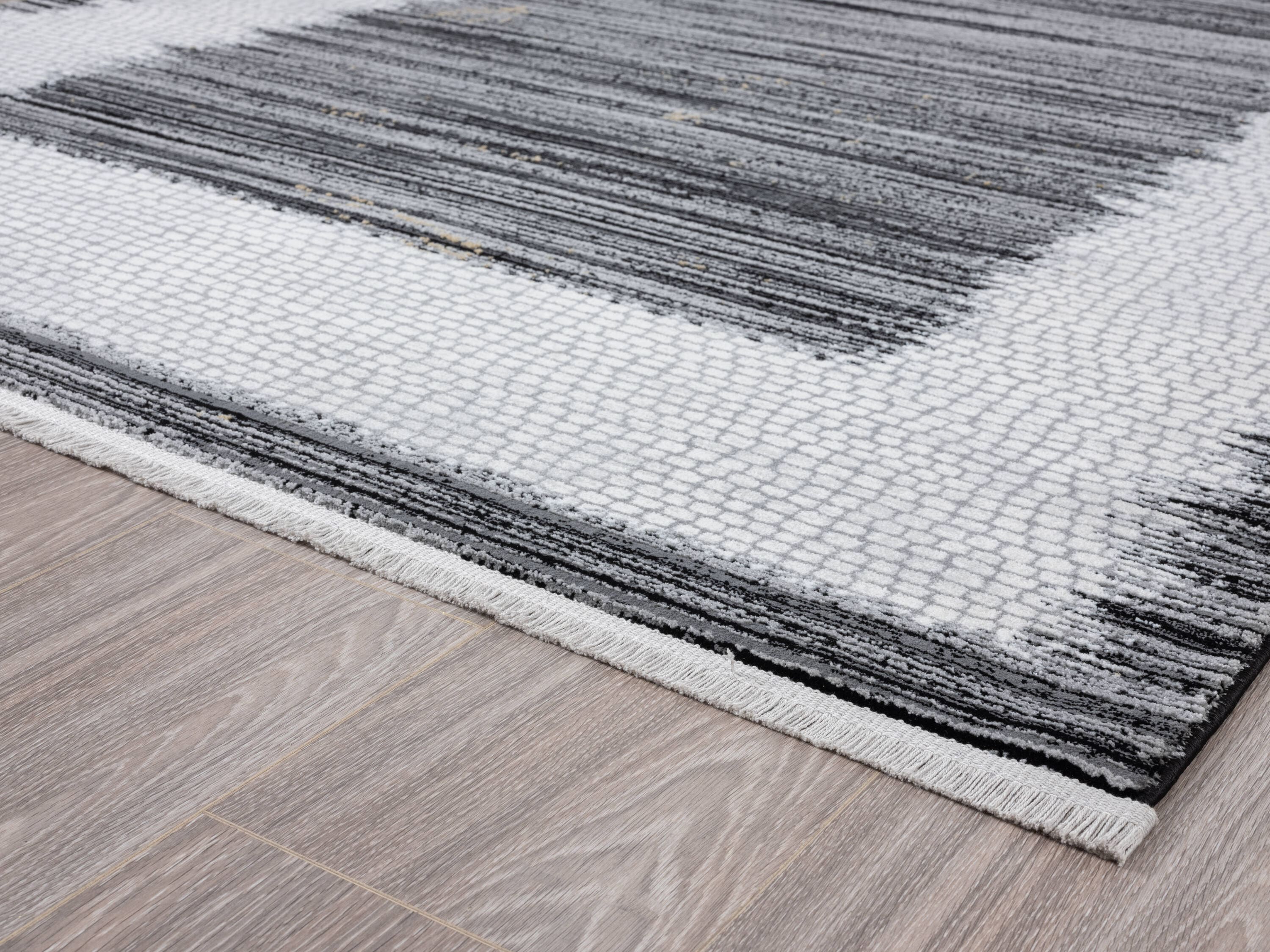 MDA Rugs Xanthos Abstract Border Dark Grey/Black Area Rug, 2'3 X 7'10 ...