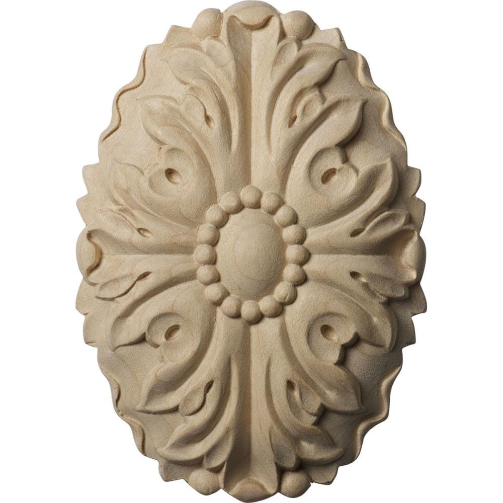 Ekena Millwork ROS04X06ASMA Ashford Oval 3-in x 4.25-in Oval Unfinished Maple Wood Rosette