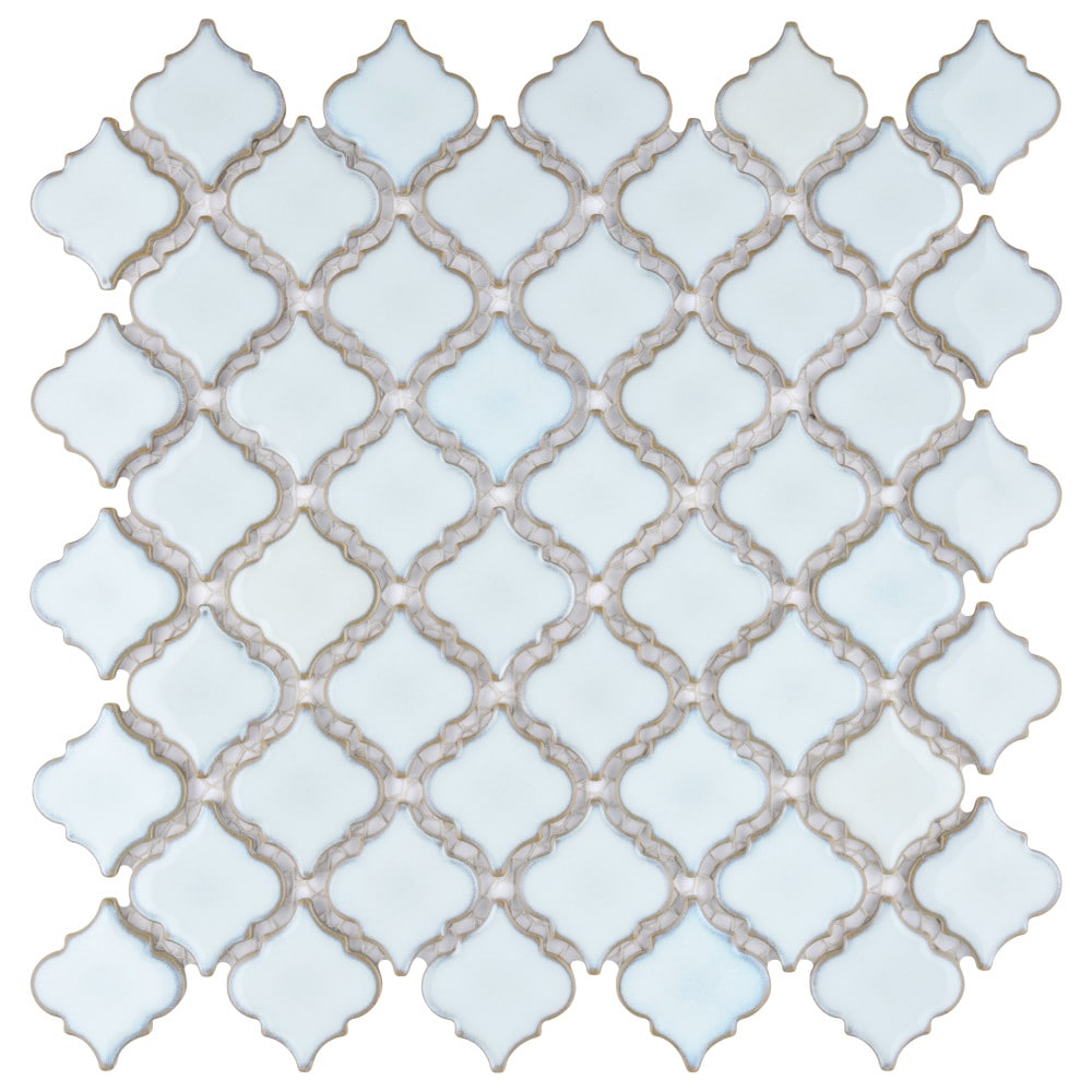 Affinity Tile FKOLTR40 Hudson Tangier Silk White 12-in x 13-in Glossy Porcelain Stone look Arabesque Mosaic Floor and Wall Tile ( 11-sq ft Carton )