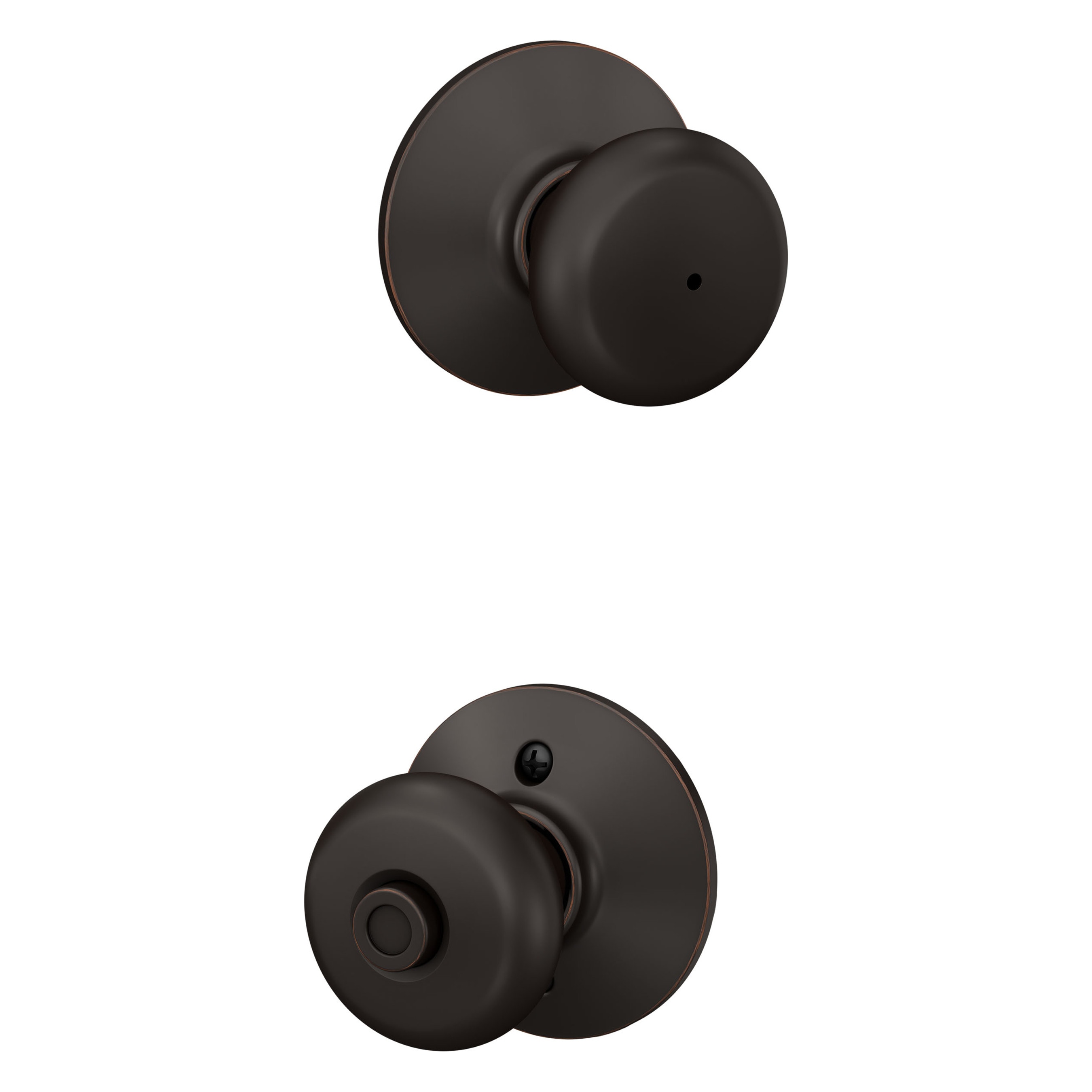 Schlage F40 PLY 716 Plymouth Aged Bronze Interior Bed/Bath Privacy Door Knob