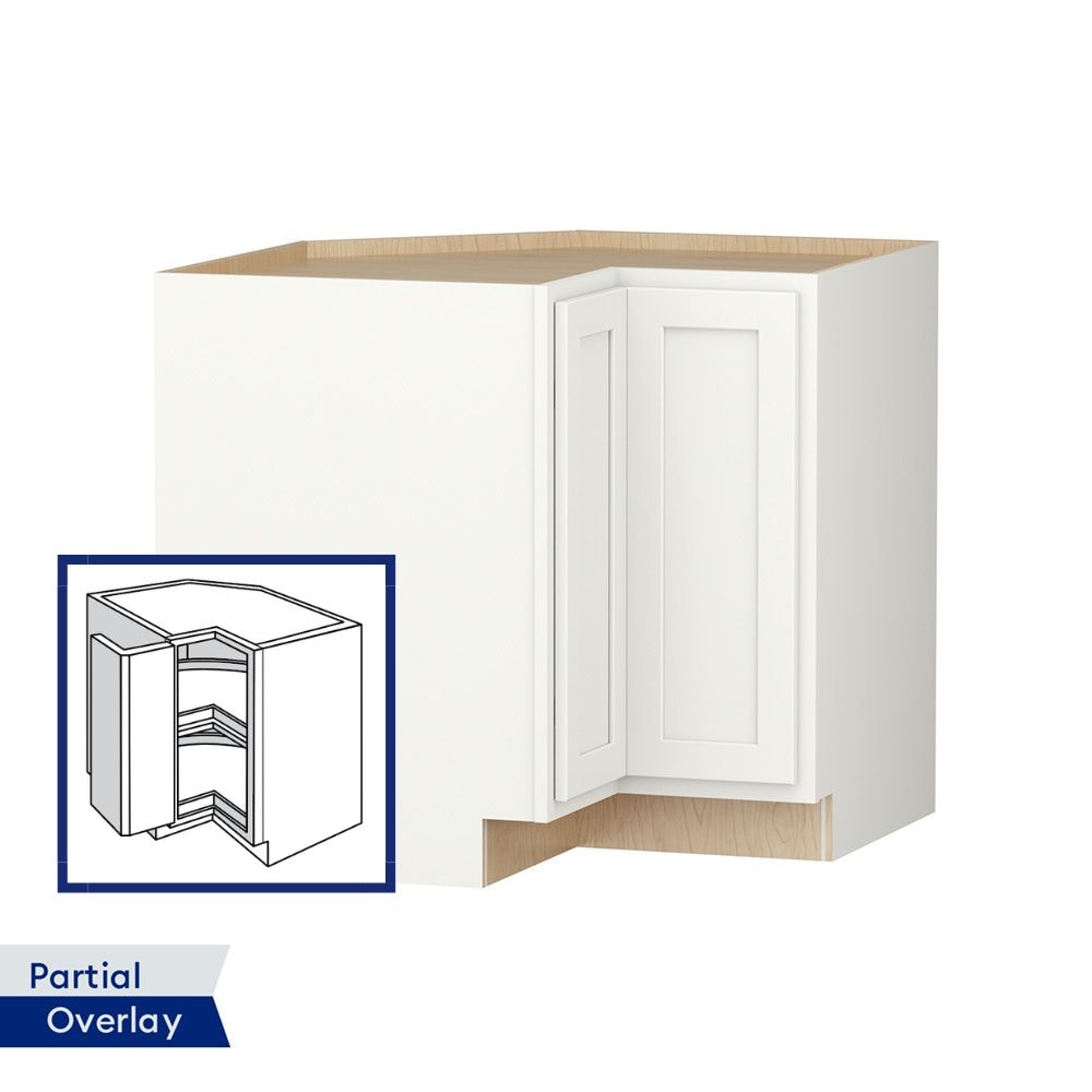 Shenandoah PRO Express SPE 92MPS-24462 Breckenridge 36-in W x 34.5-in H x 24-in D Linen Partial Overlay Lazy Susan Super lazy susan Corner base Fully assembled Plywood Cabinet (Recessed Panel Shaker)