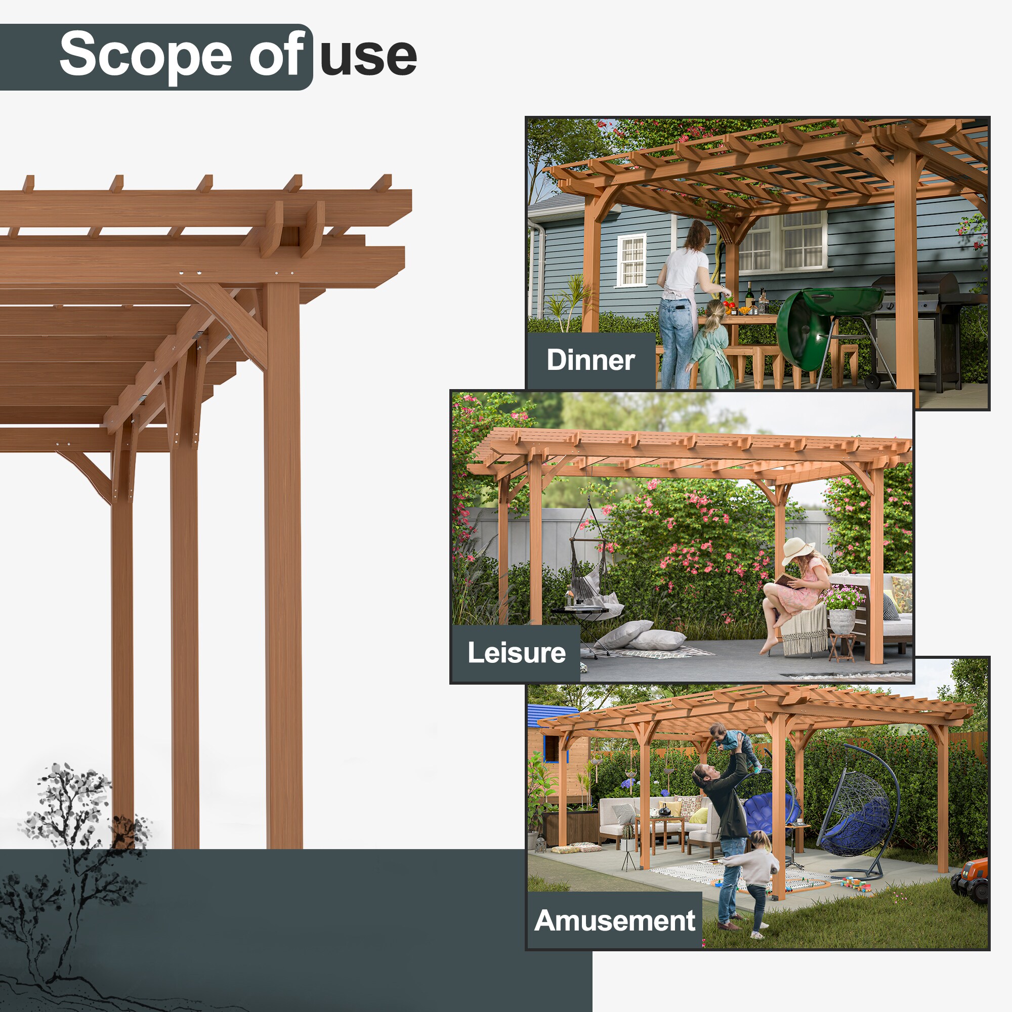 SINOFURN SYA020167GY Pergolas-2 - View #7