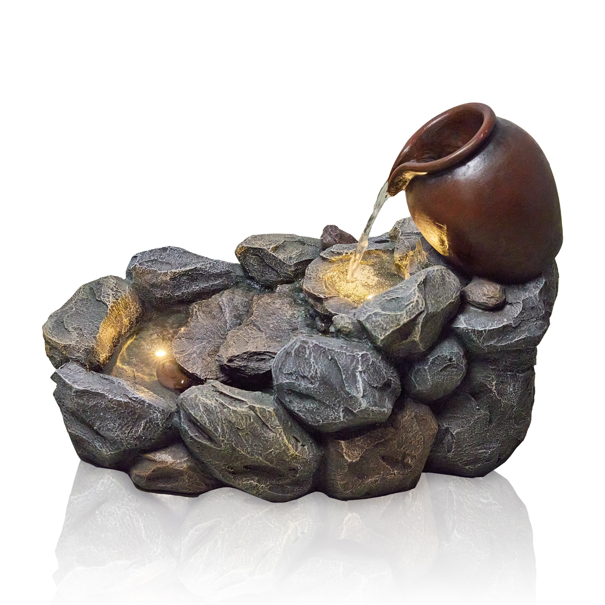 Vbal LSFF49 17.13-in H Resin Electric Powered Rock Outdoor Fountain Pump Included