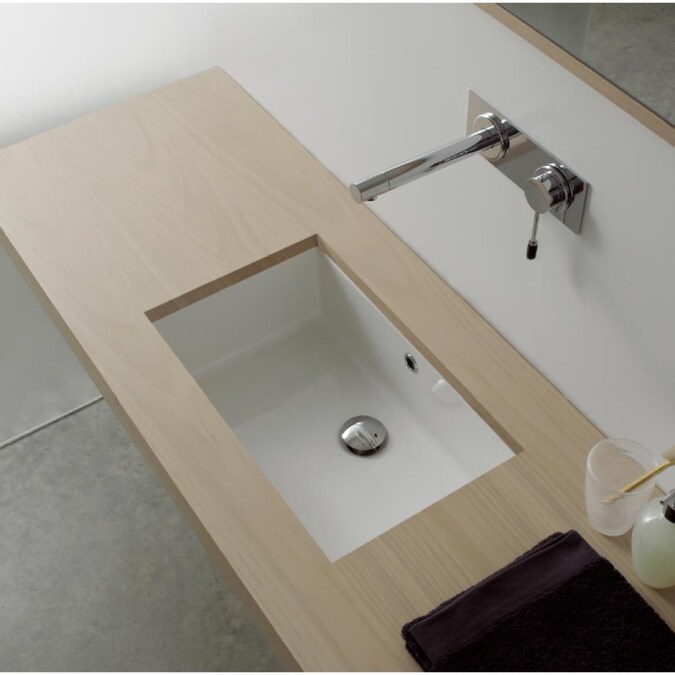 Nameeks Miky White Ceramic Undermount, Rectangular Bathroom Sinks Undermount