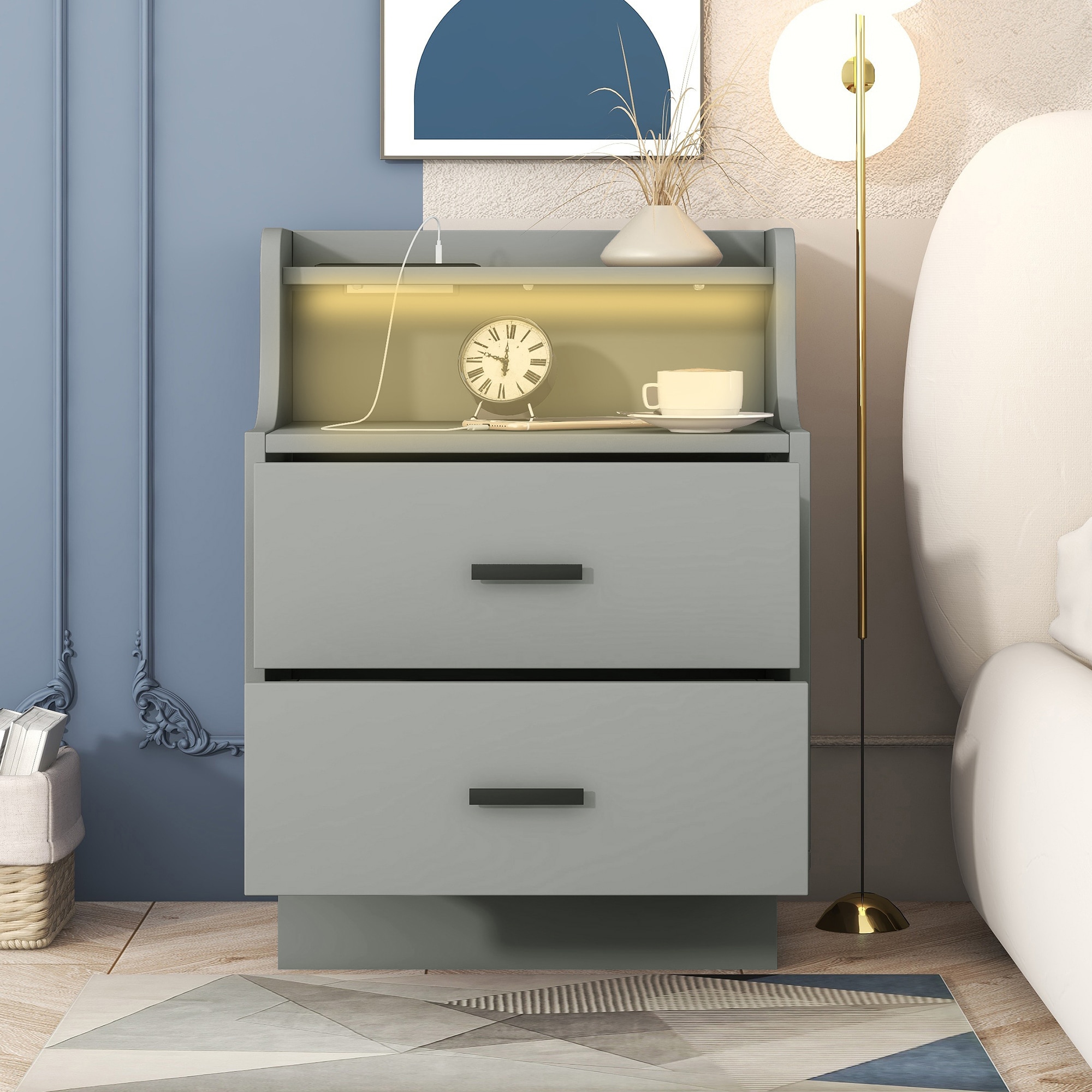 ModernLuxe L-WF298056AAE Gray Nightstand