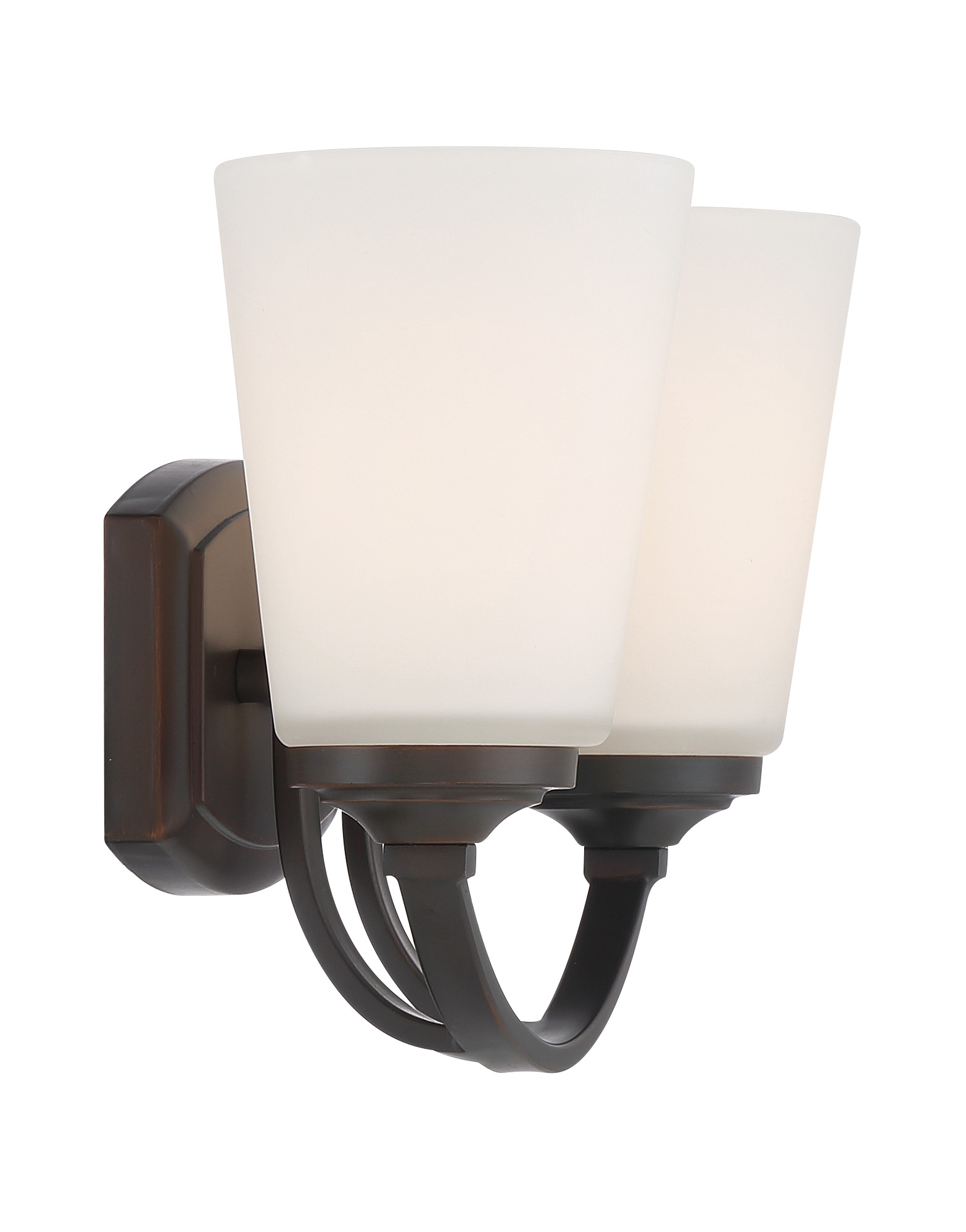 Vintage Bronze 2-Light Vanity with Etched White Glass
