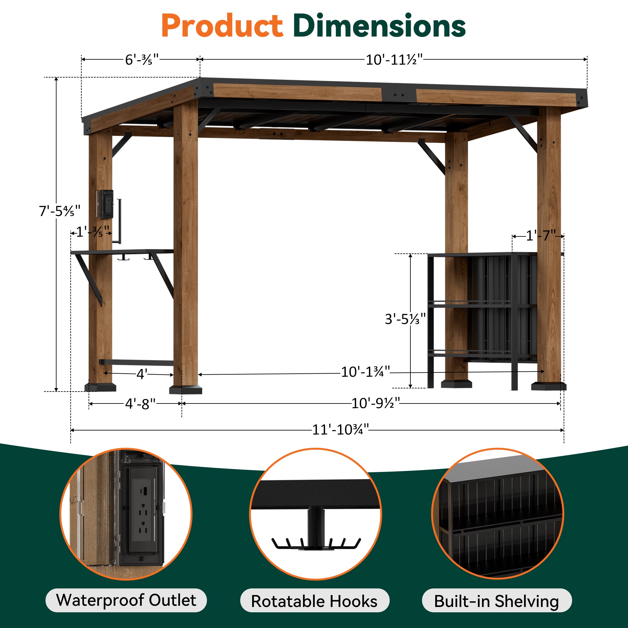 ELEVATE OUTDOORS IG10600150 Wood-Resin-Gazebos - View #2