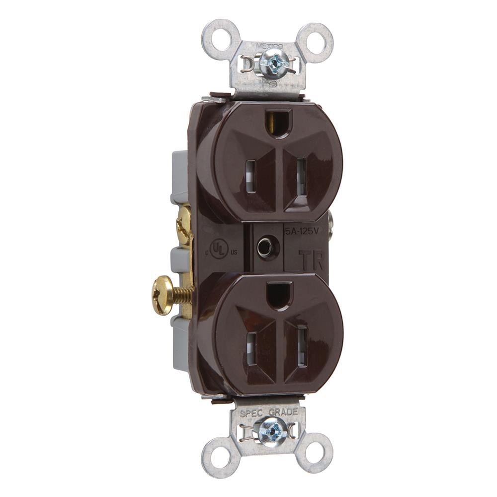Legrand TR15 Pass and Seymour 15-Amp 125-volt Tamper Resistant Commercial Duplex Outlet, Brown