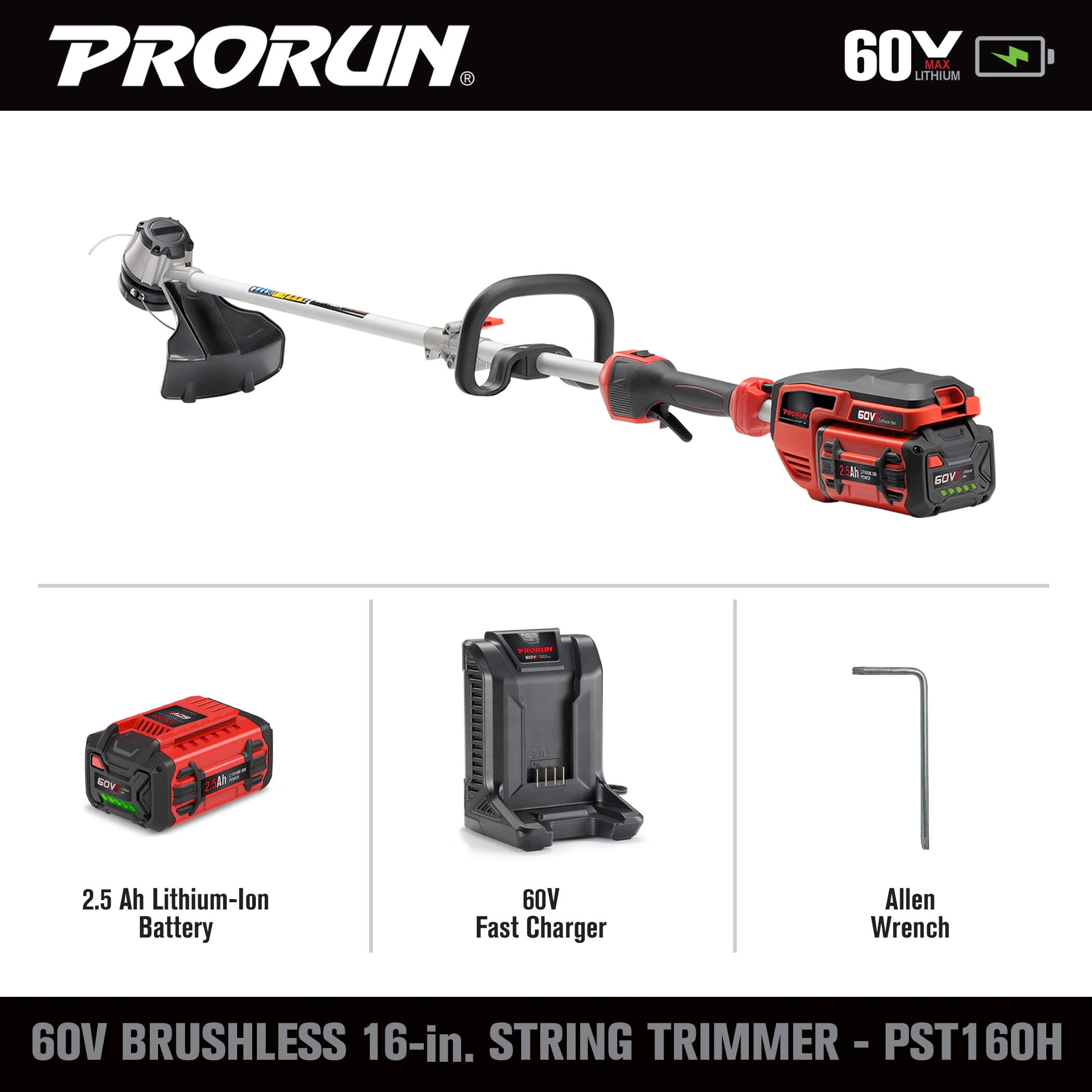 Toro Flex-Force Power System 60V Max Lithium-Ion Brushless Cordless 13/15  Inch Electric String Trimmer with 2.0Ah Battery and Charger