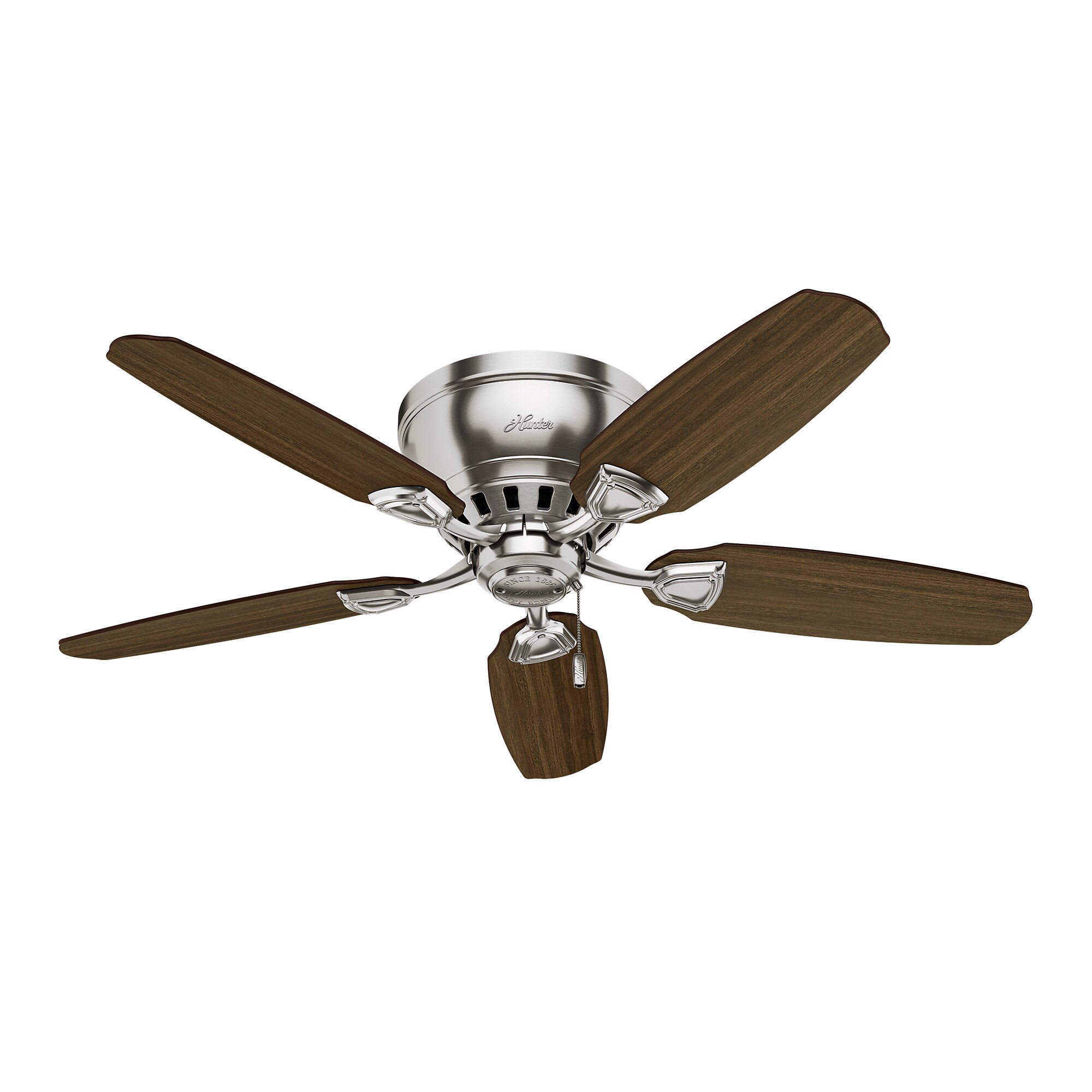 Hunter Louden 46in Brushed Nickel Indoor Flush Mount Ceiling Fan with