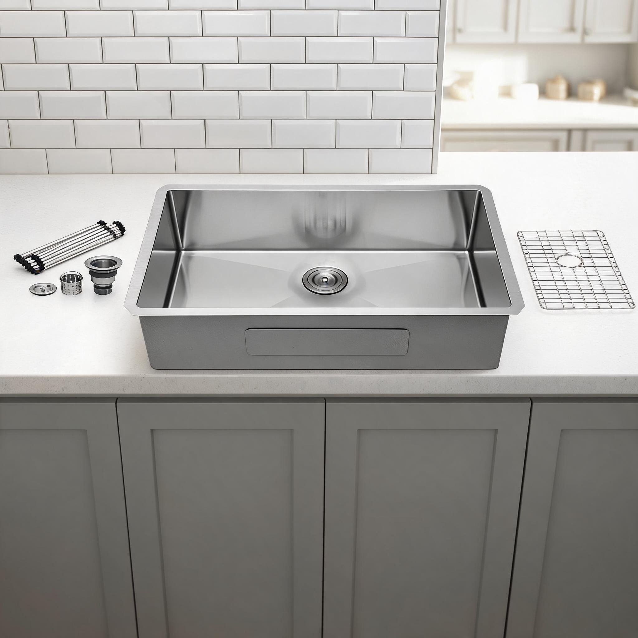 Watnature Stainless Steel Undermount Kitchen Sink for Daily Cooking 32 Inch 9 Inch Deep Single Bowl #BCON9N16TIF9