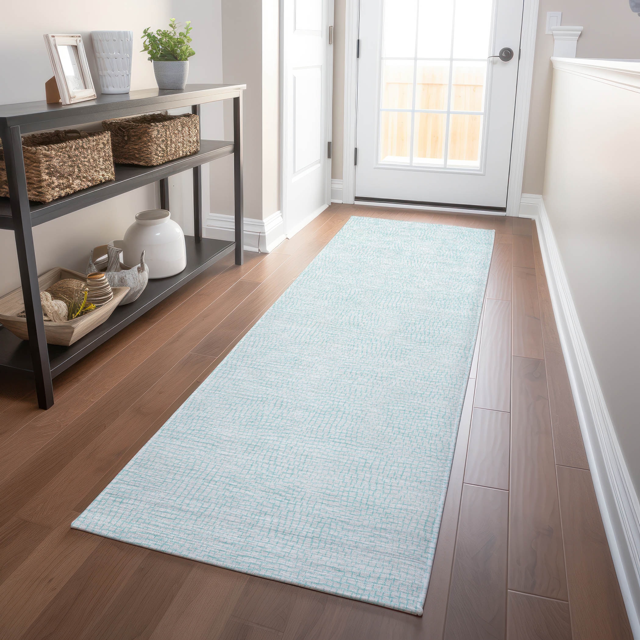 Addison Rugs ACN1058SK2X8 Chantille ACN1058SK 2 x 7 (ft) Polyester Sky Rectangular Indoor/Outdoor Geometric Machine washable Runner rug