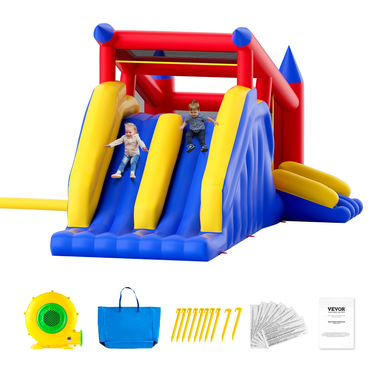 VEVOR CQCBBHYC10118FQ7MV1 183.1x102.4x92.5cm Inflatable Bounce House Castle with Double Seam Technology, Supports Up to 300 lbs