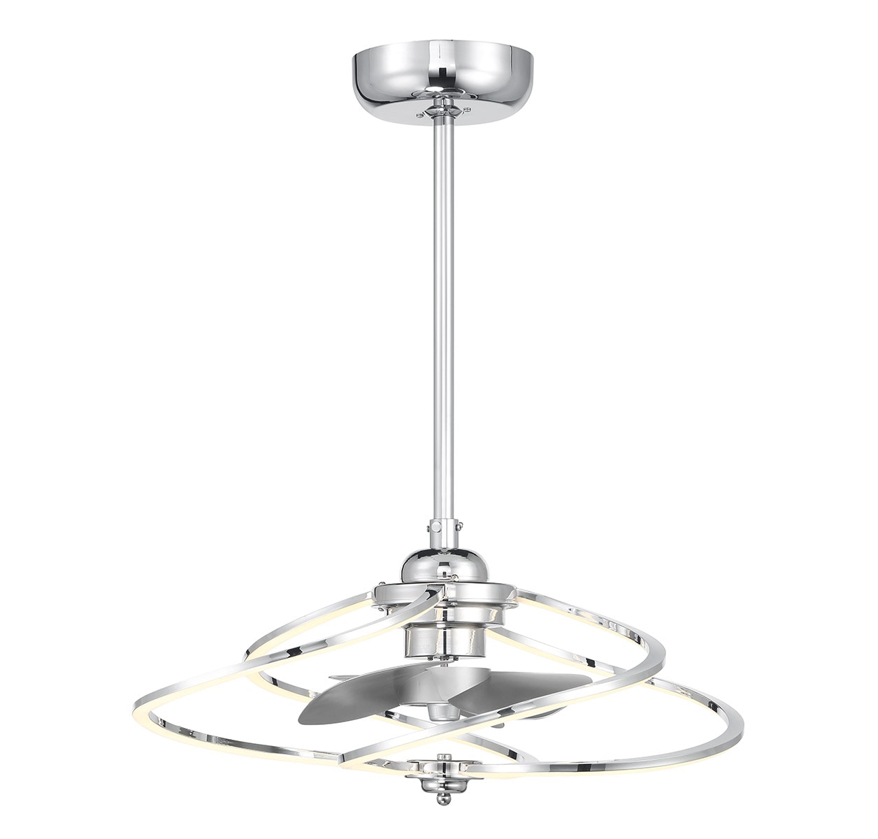 Savoy House 24-FD-945-11 Hydra 12-in Integrated LED Polished Chrome with Silver Blades Fandelier - Remote Included ( 3 -Blade )