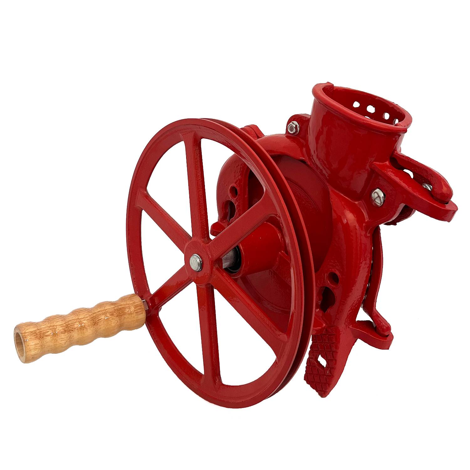 Lehman's 100052341 Lehmans Corn Kernel Sheller with Flywheel Pulley - Clamp On Cast Iron Non Electric Walnut Huller - Vintage Style - Red