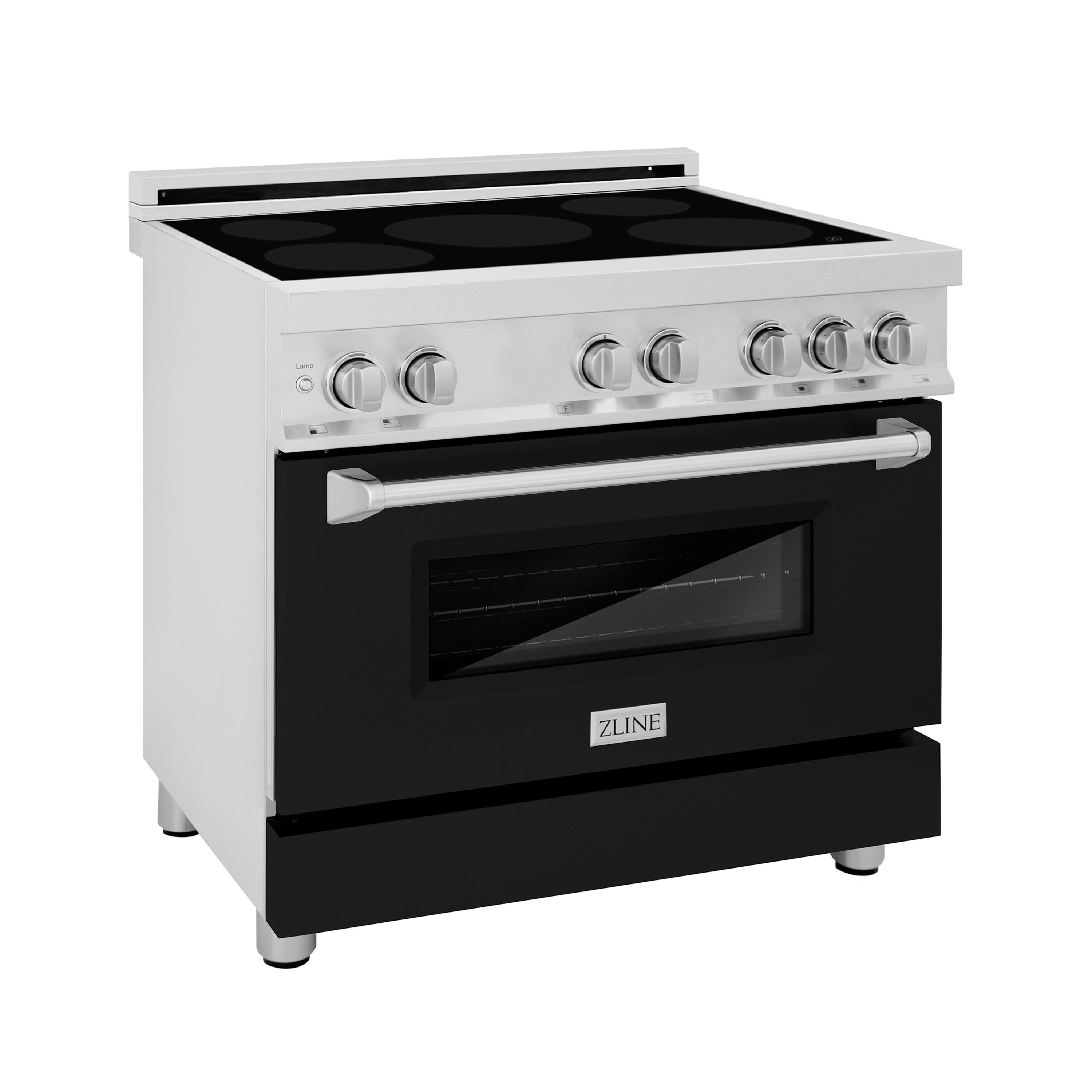 ZLINE KITCHEN & BATH RAIND-BLM-36 Legacy 36-in 5 Burners 4.6-cu ft Manual Cleaning Convection Oven Freestanding Single Induction Range (Stainless Steel with Black Matte Door)