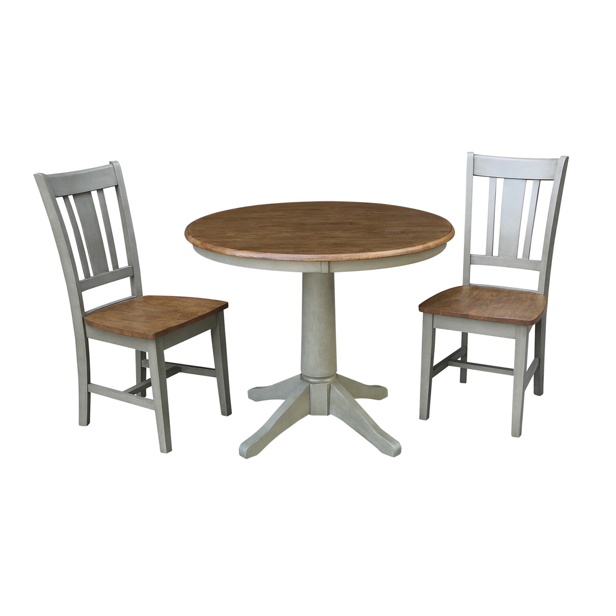International Concepts K41-36RT-27B-C10-2 Distressed hickory/stone Casual Dining Room Set with Round Table ( Seats 2 )