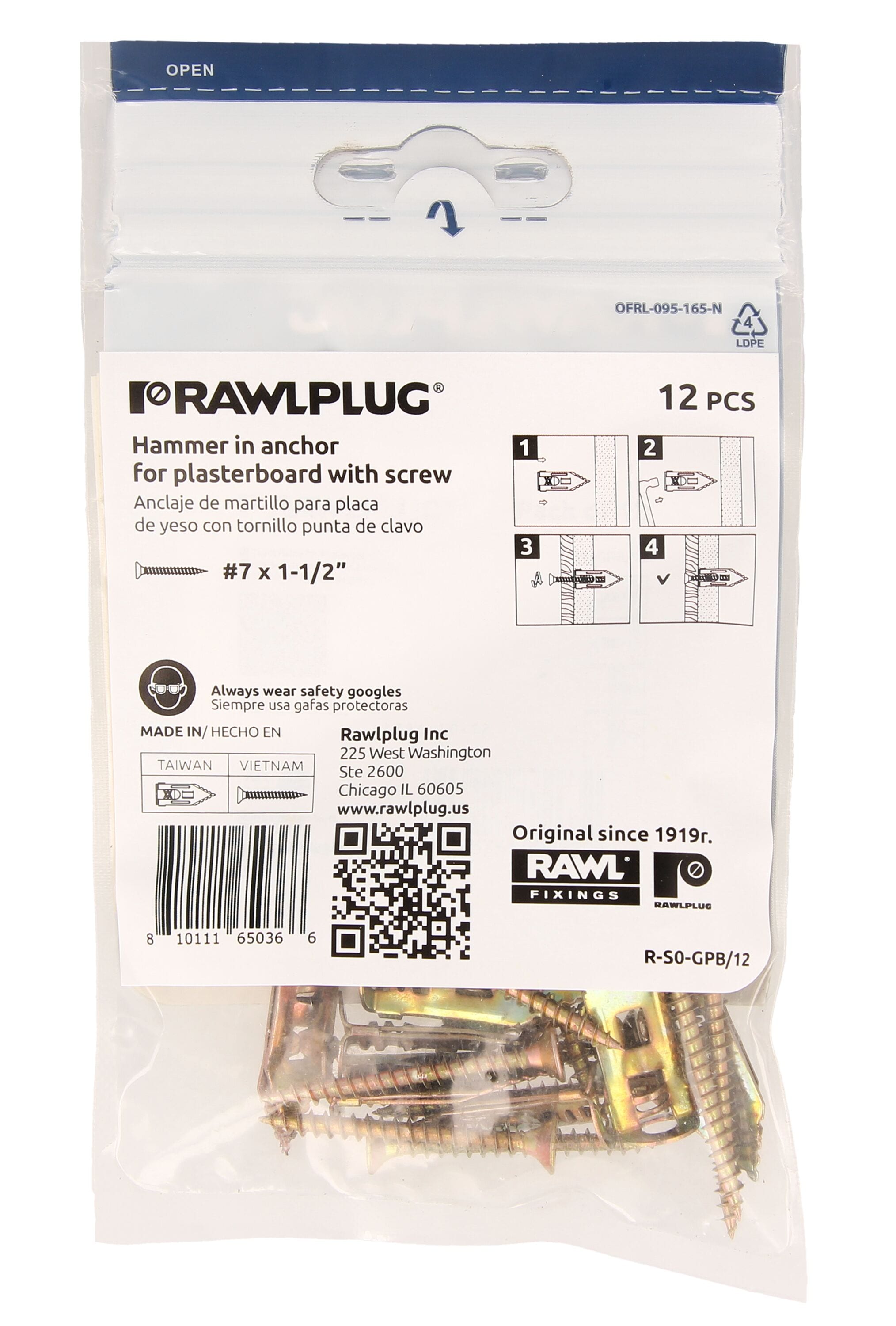 Rawlplug R-S0-GPB 12 CT Drywall-Anchors - View #2