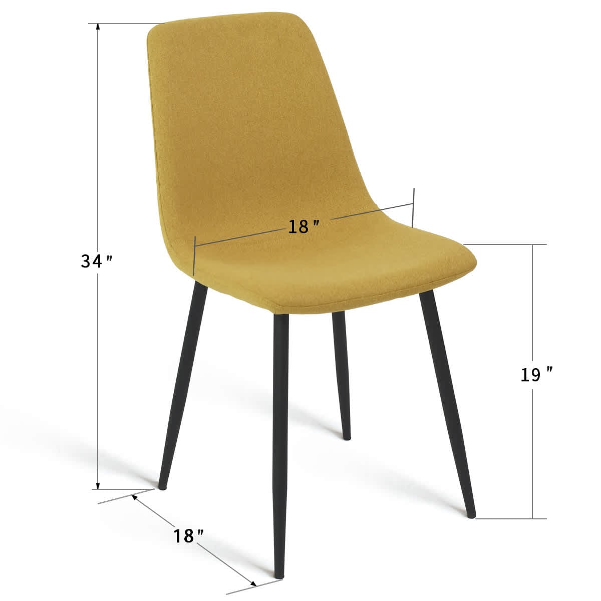 Maison Boucle BINGO-YELLOW-6-L Dining-Chairs - View #3
