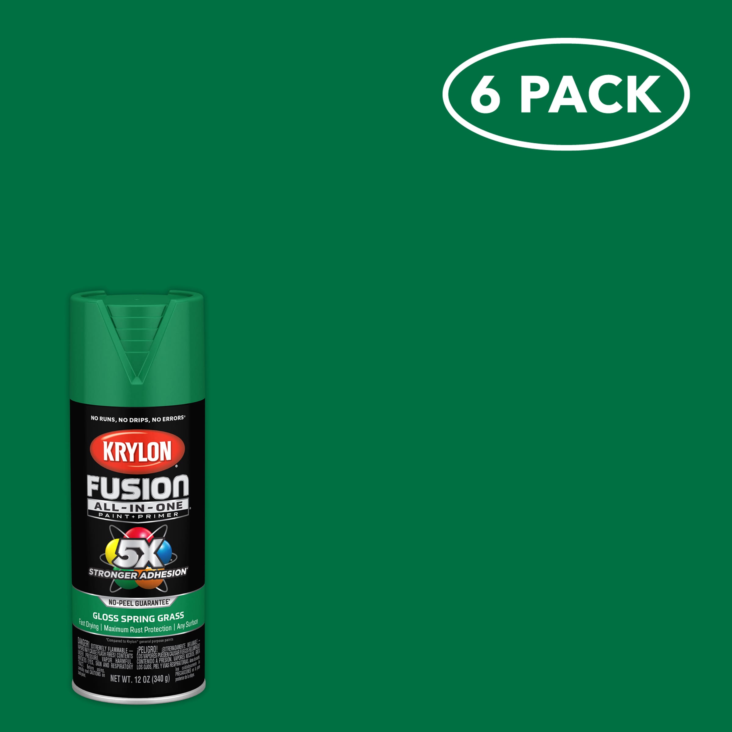 Krylon K02724007SOS Fusion All-In-One 6 -Pack Gloss Spring Grass Spray paint and primer in one ( NET WT. 36-oz )