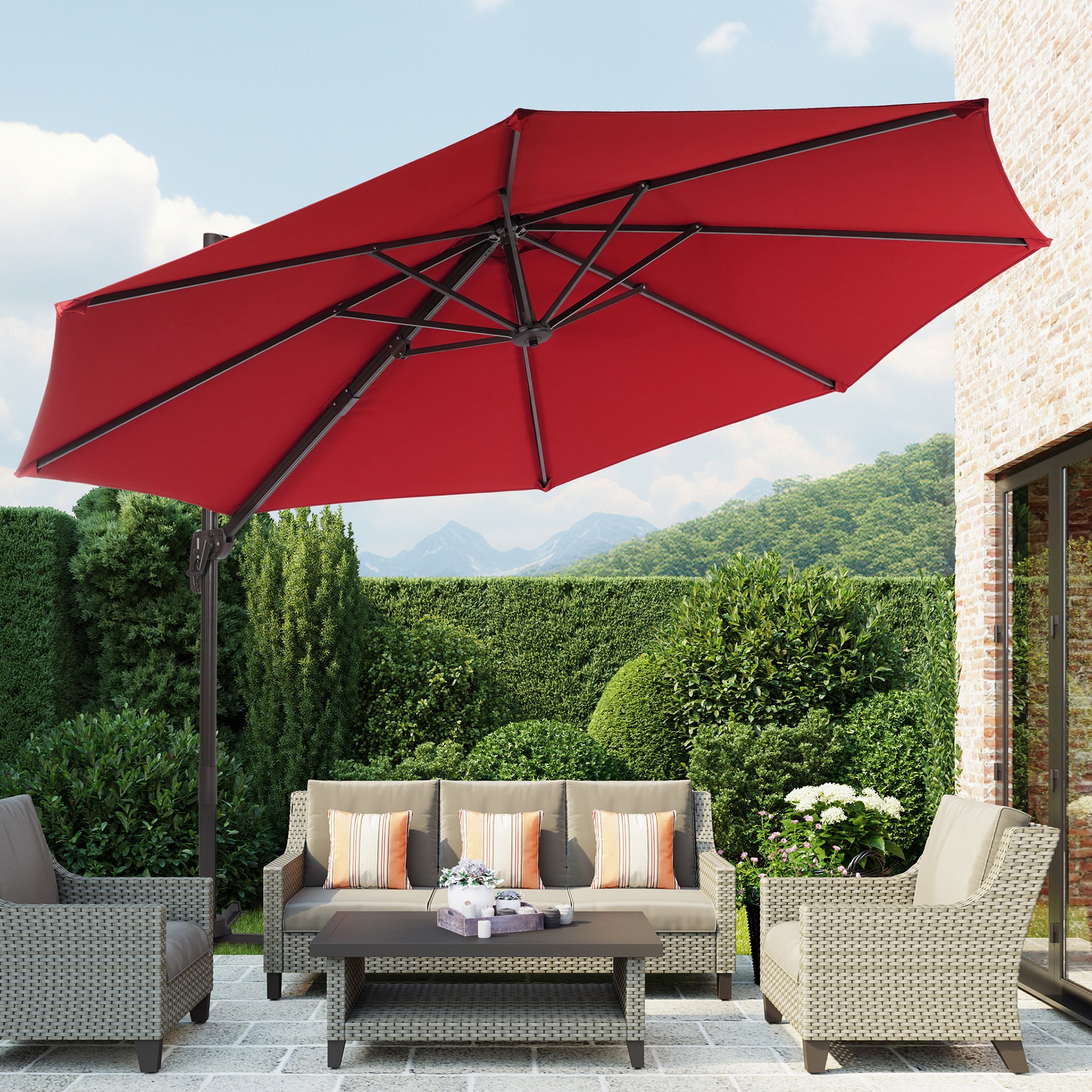 Sonkuki 11-ft No-tilt Cantilever Patio Umbrella in the Patio Umbrellas ...