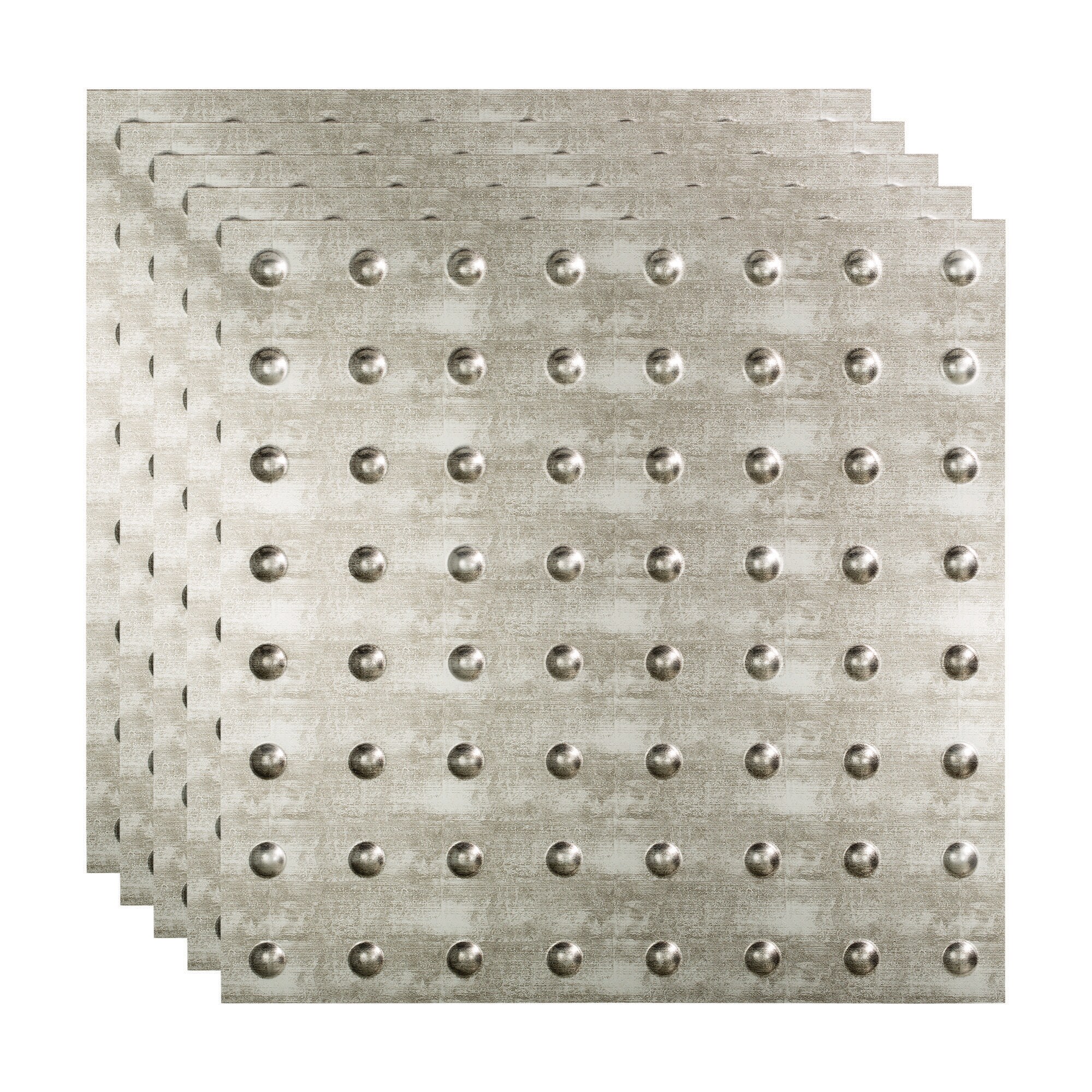 Fasade PL6321 2-ft x 2-ft Dome Crosshatch Silver PVC Drop Ceiling Tile ( 5 -Pack, 20-Sq. Feet / Case )