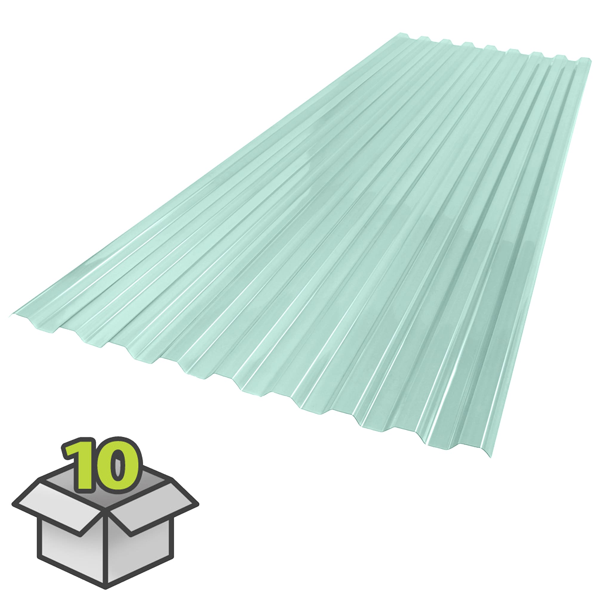 SUNTUF 400993 Suntuf 2-Feet x 6-Feet Corrugated Sea green Polycarbonate plastic Roof Panel 10 -Pack