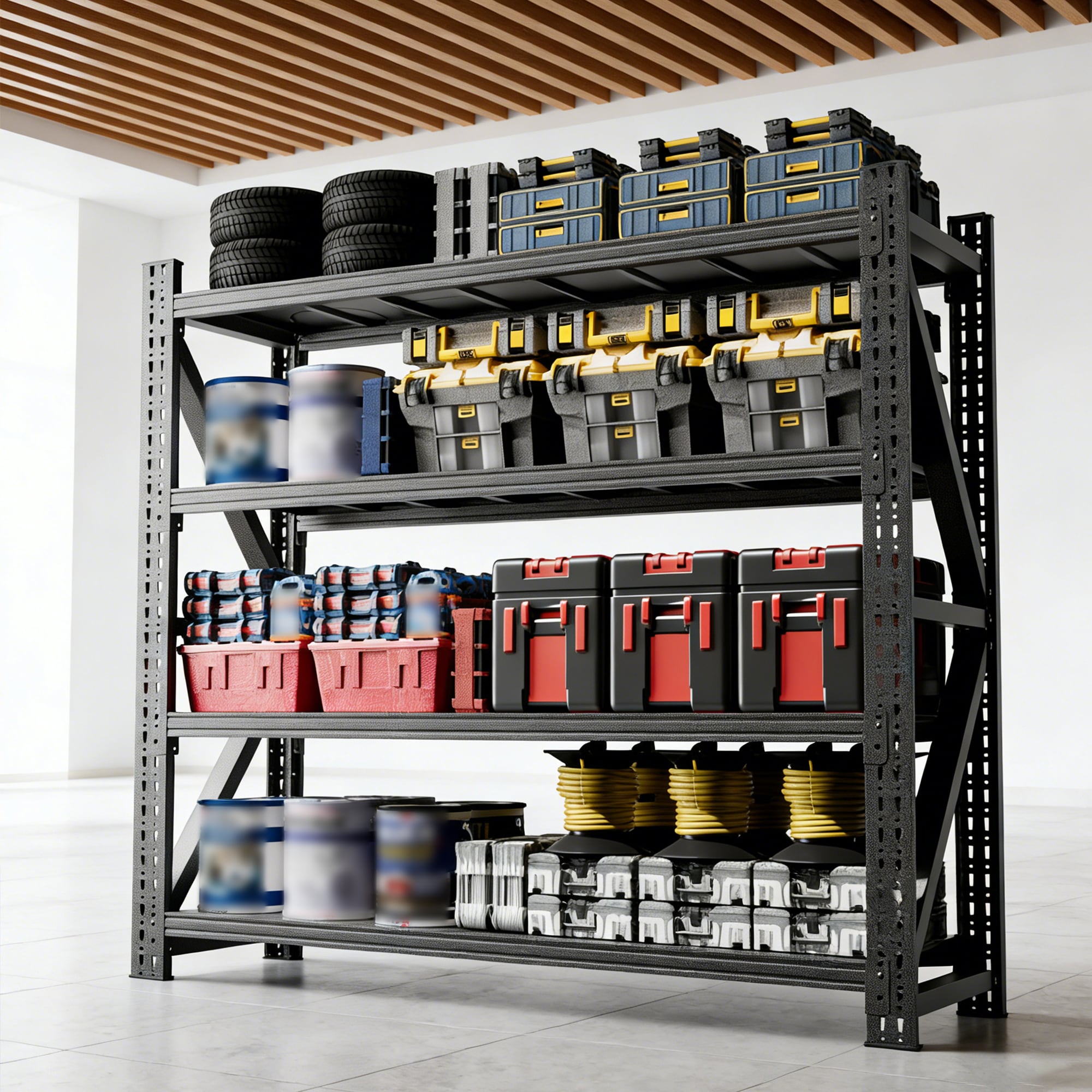 GLANZEND  4 Tier 23.7-in W x 75-in D x 69-in H Heavy Duty 6000 lbs Capacity Black Metal Wire Shelving Unit Adjustable Rust Resistant Reinforced for Garage Warehouse Pantry