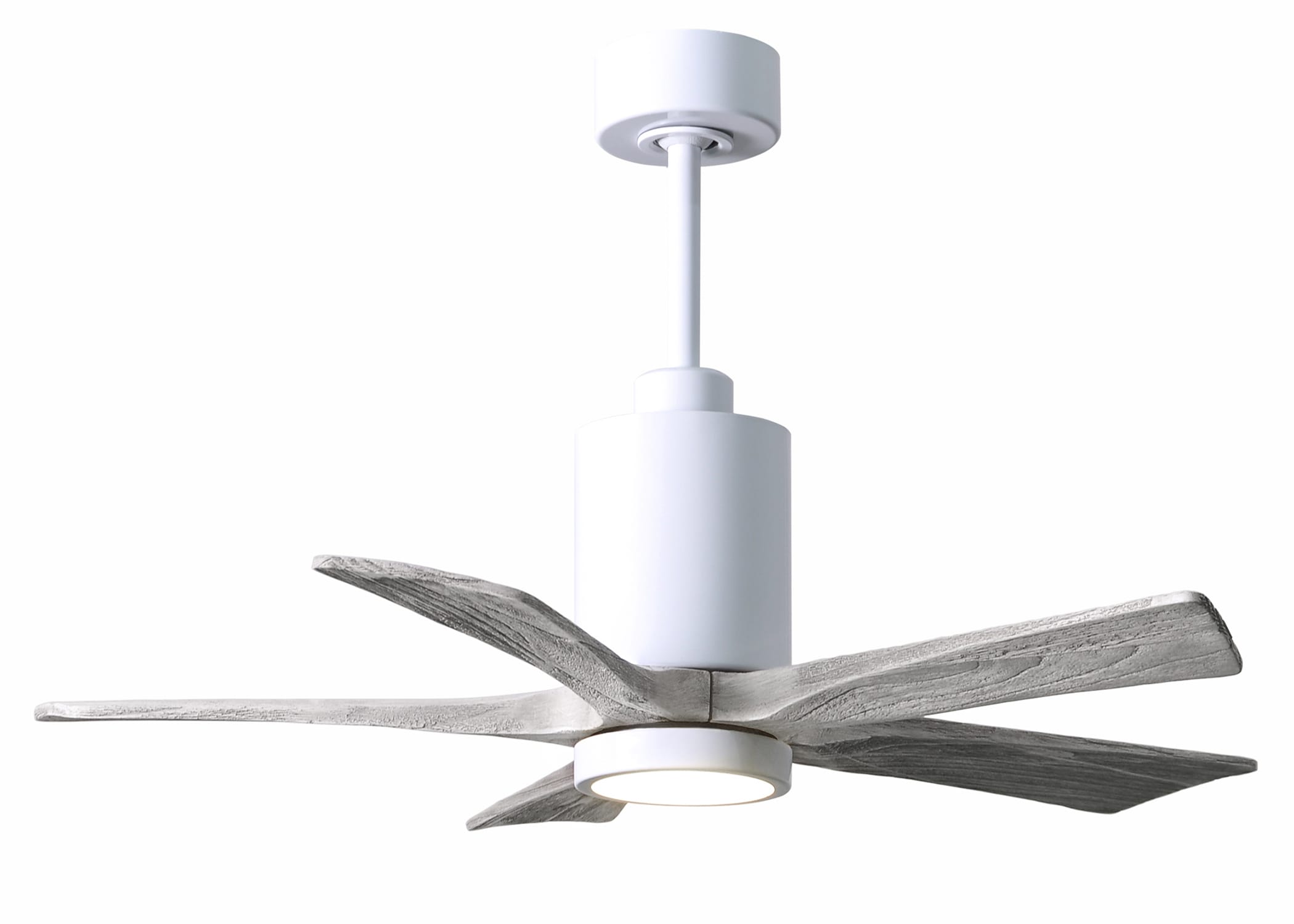 Matthews Fan Company PA5-WH-BW-42 Patricia 42-in Color-Changing Integrated LED Outdoor Gloss White with Barn Wood Tone Blades Ceiling Fan With Light - Remote Included ( 5 -Blade )