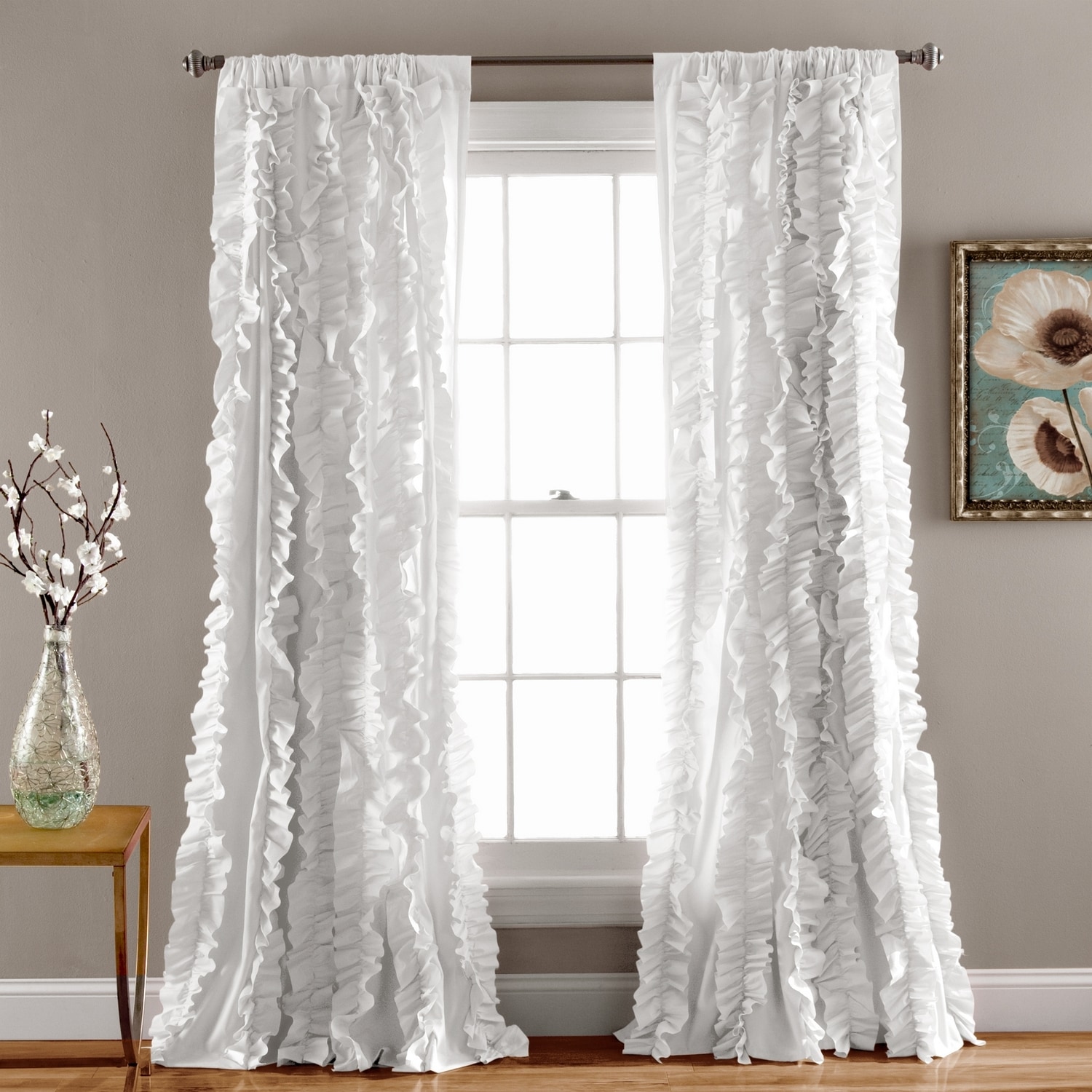 Lush Decor C08577Q13 84-Inches White Rod pocket Single curtain panel