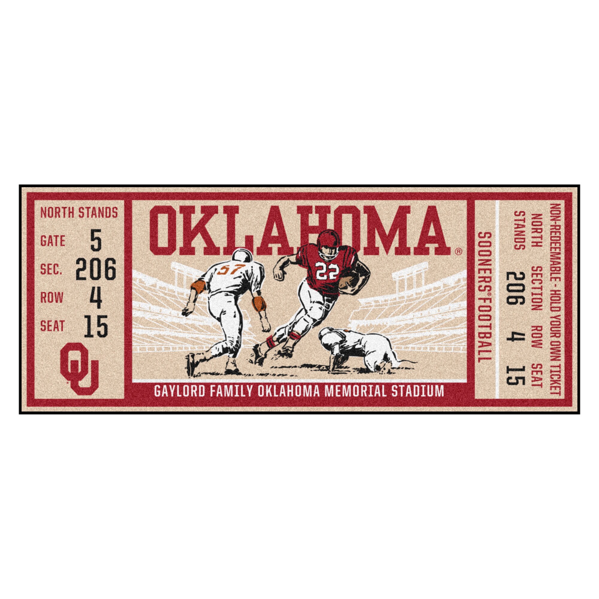 FANMATS 23143 NCAA Ticket Runner 2 X 6 (ft) Red Indoor Runner Rug
