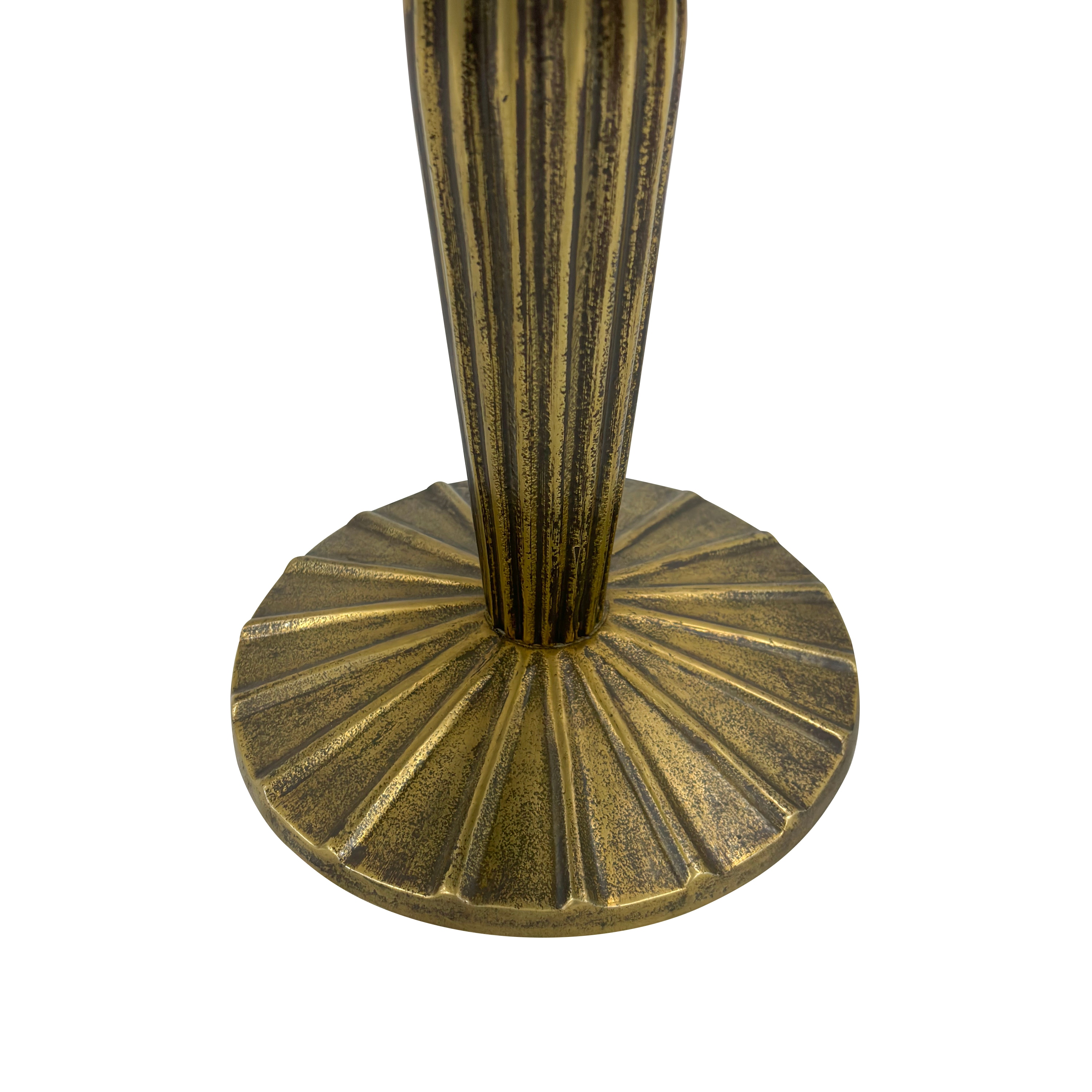 Antique Brass 12" Round Metal Side Table with Fluted Base