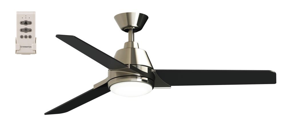 Fanimation Studio Collection Pyramid 52 In Brushed Nickel Led Indoor Outdoor Ceiling Fan With Remote 3 Blade In The Ceiling Fans Department At Lowes Com