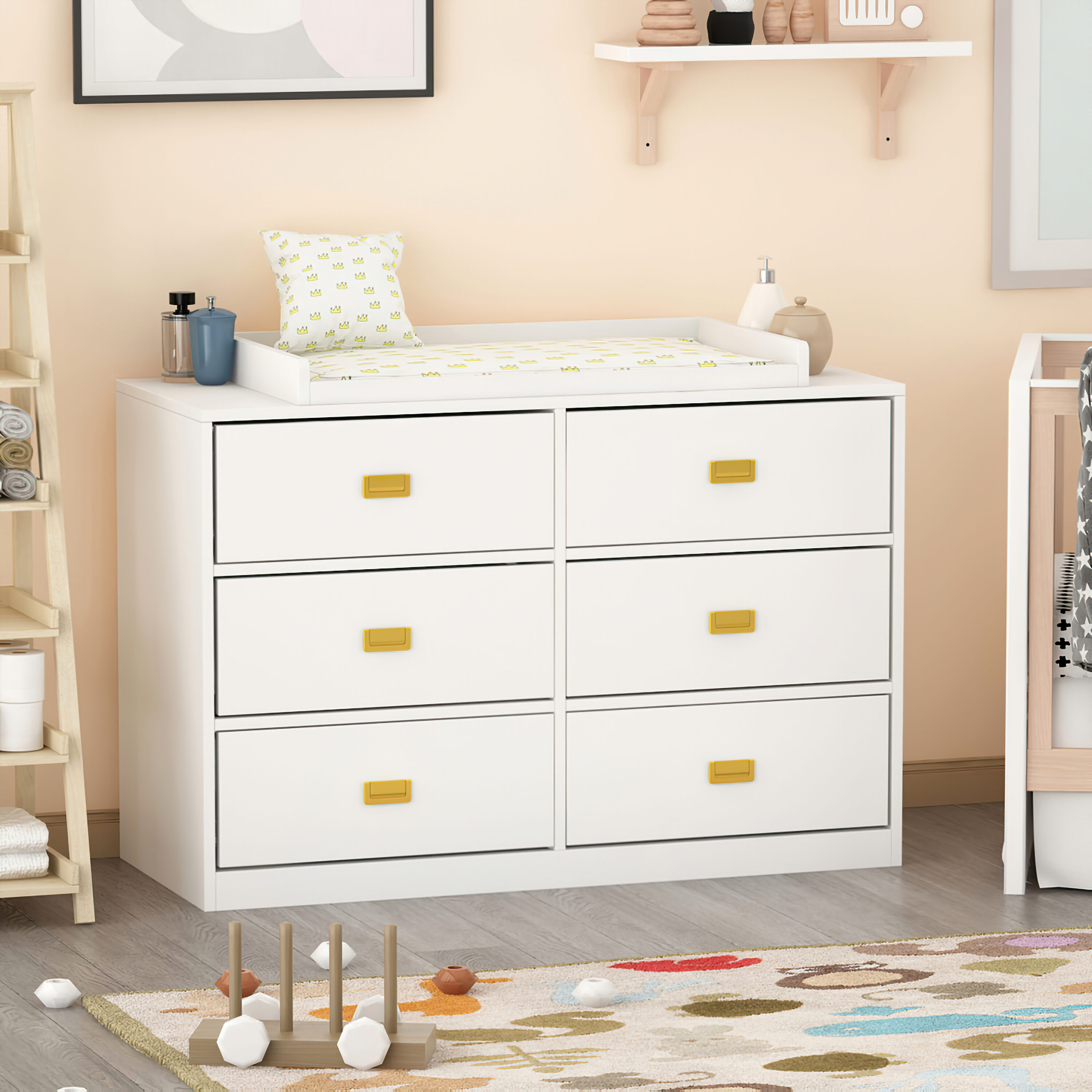 6-drawer dresser with change top in White | - FUFU&GAGA LJY-KF200068-02