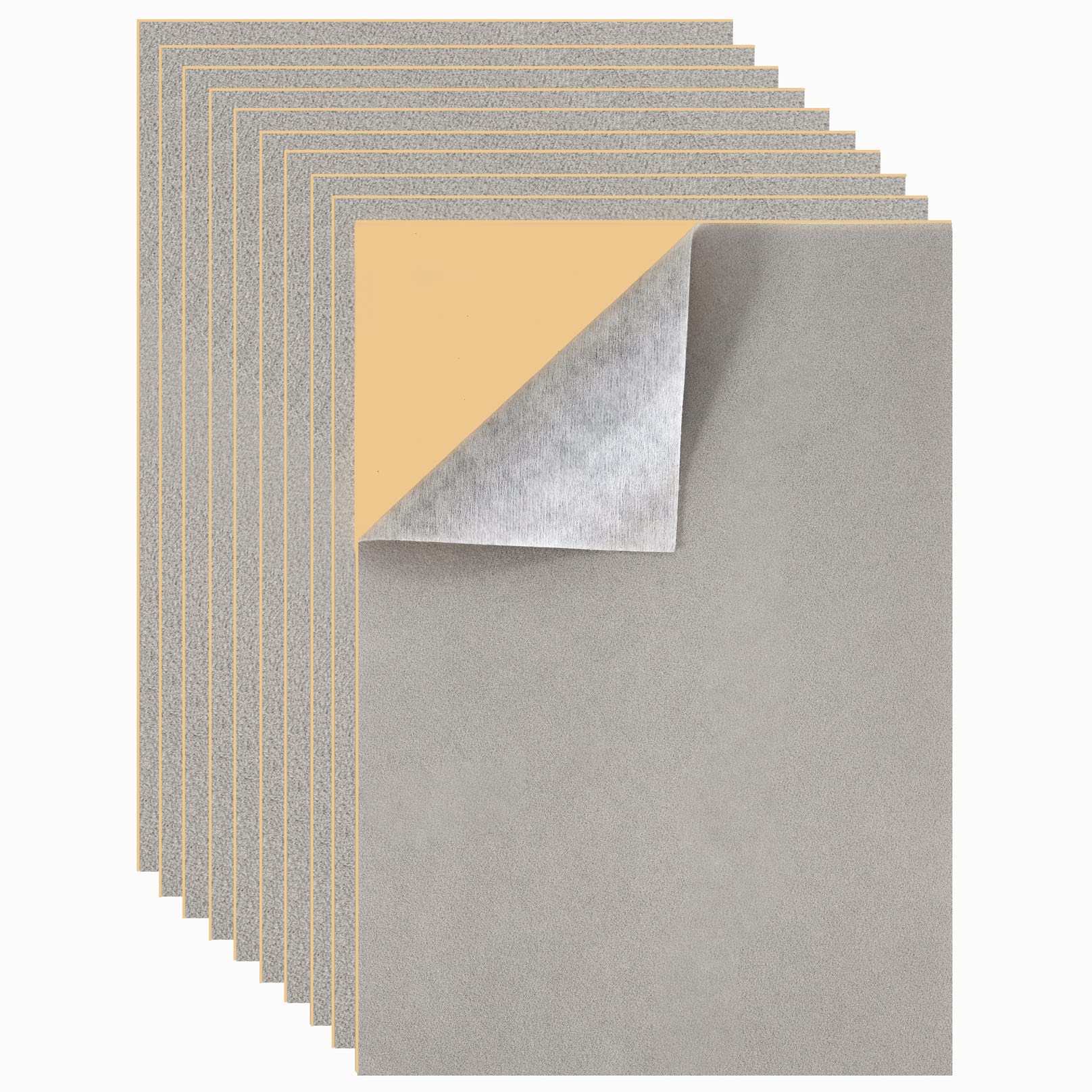 UUDULY  10 Pieces Grey Self Adhesive Felt Sheets for Crafting and Decoration A4 Size Eight Point Three by Eleven Point Eight Inches