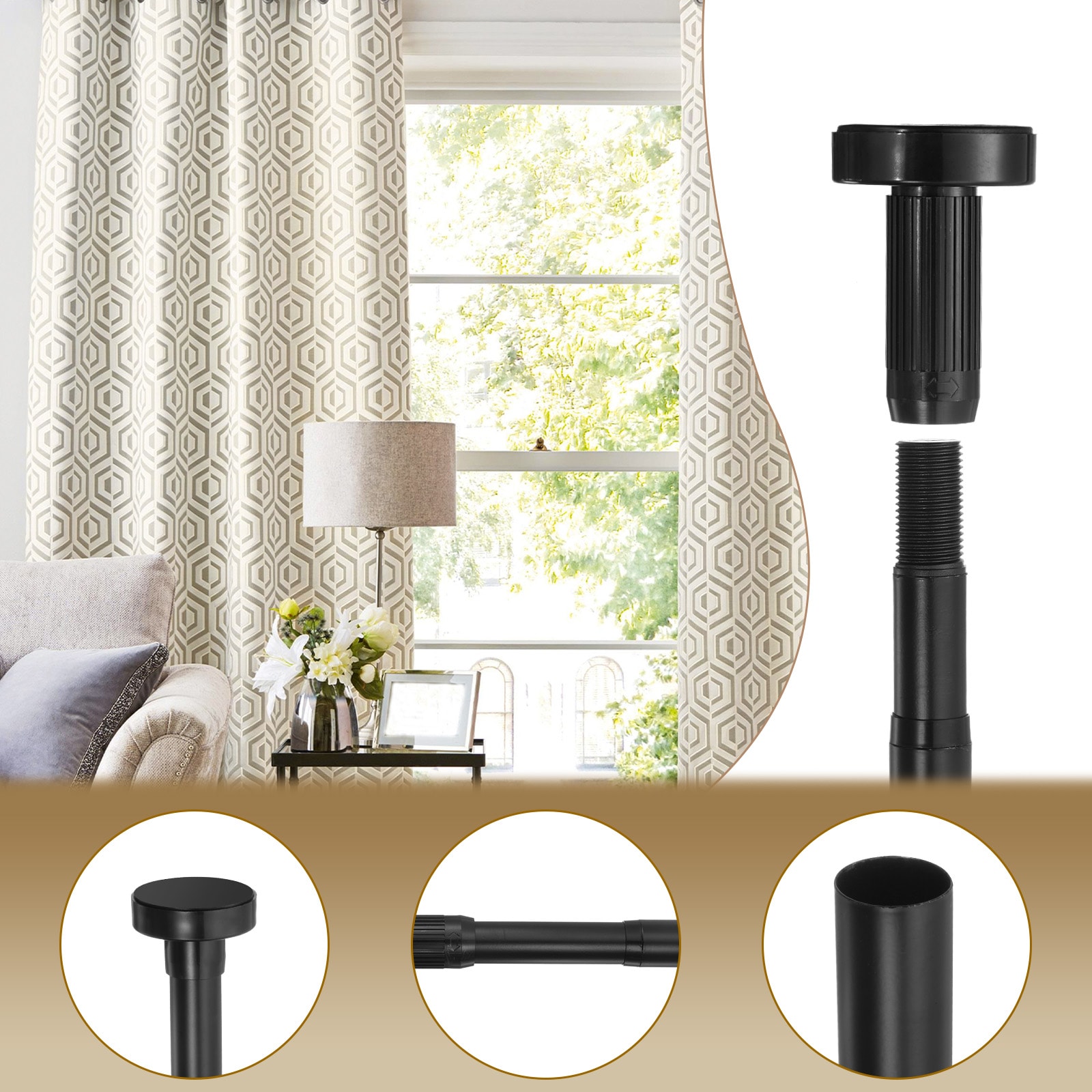 Unique Bargains S25093001UX0639 Curtain-Rods - View #3