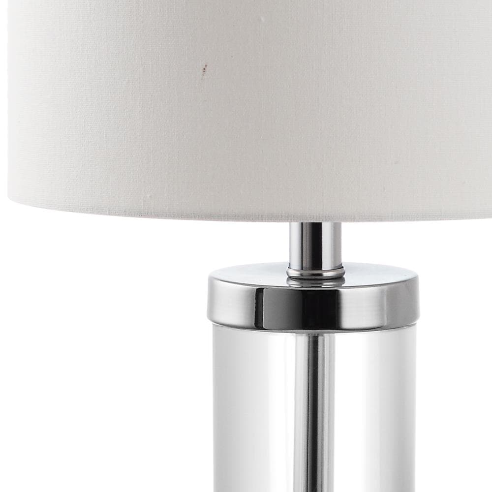 Laurie Clear Crystal Cylinder Table Lamp Set with White Cotton Shade