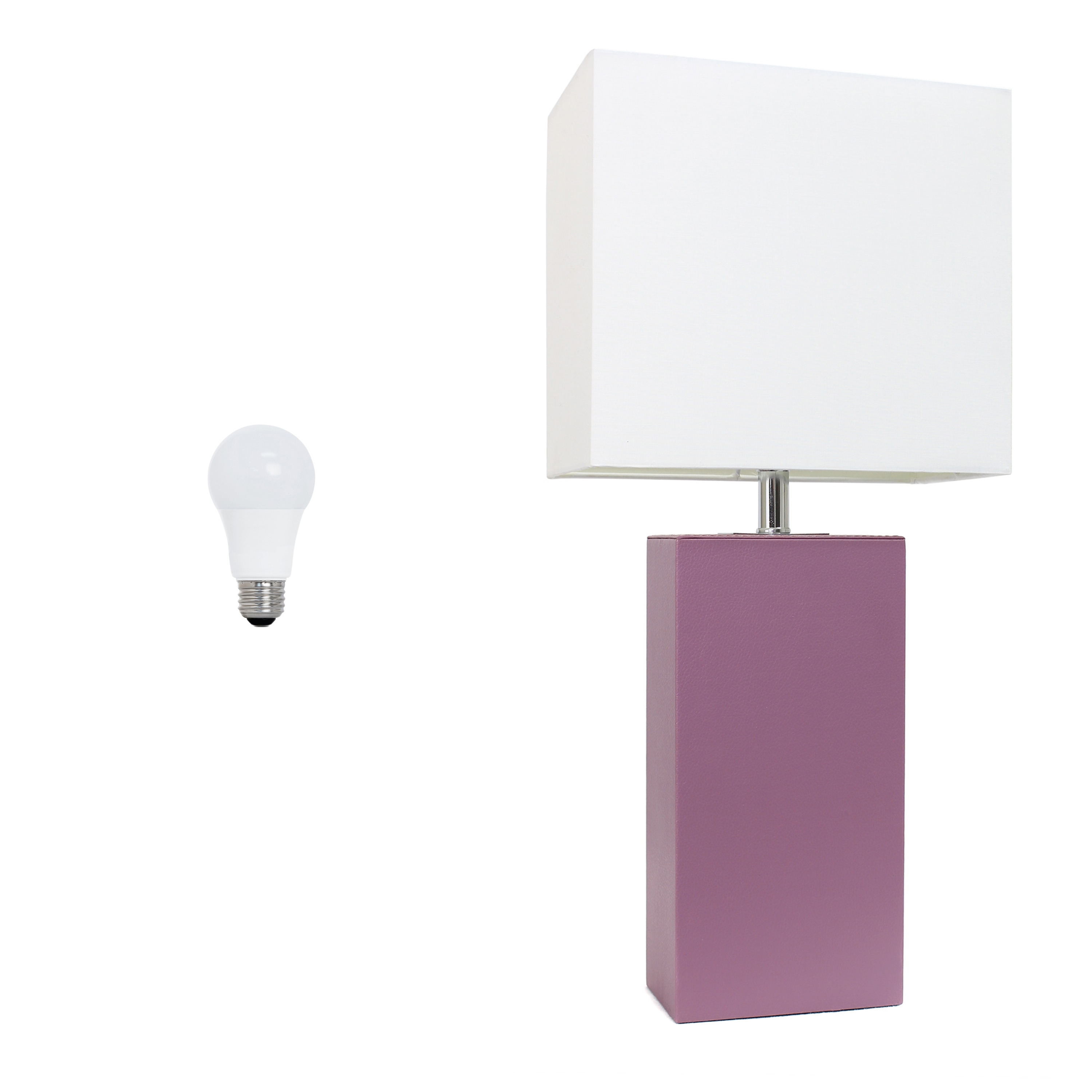 Lalia Home LHT-3008-PR-LB Lexington 21-in Purple LED On/Off switch Table Lamp with Fabric Shade