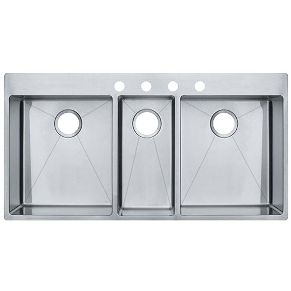 All-in-One Undermount Stainless Steel 43 in. Triple Bowl Kitchen Sink