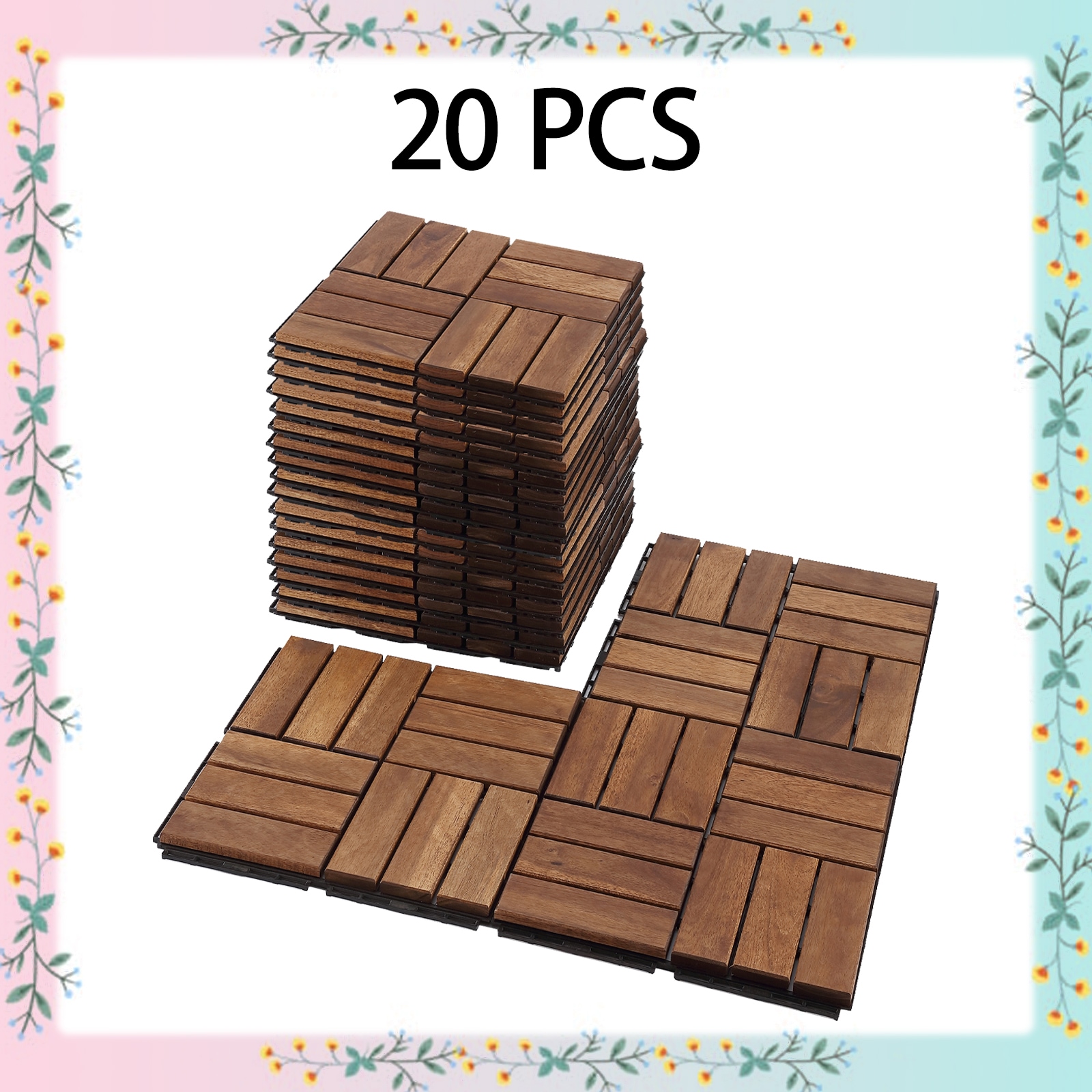 Maocao Hoom BH-W997-52911 12-in x 12-in Brown Prefinished Pressure Treated Wood Deck tile ( 10-sq ft )