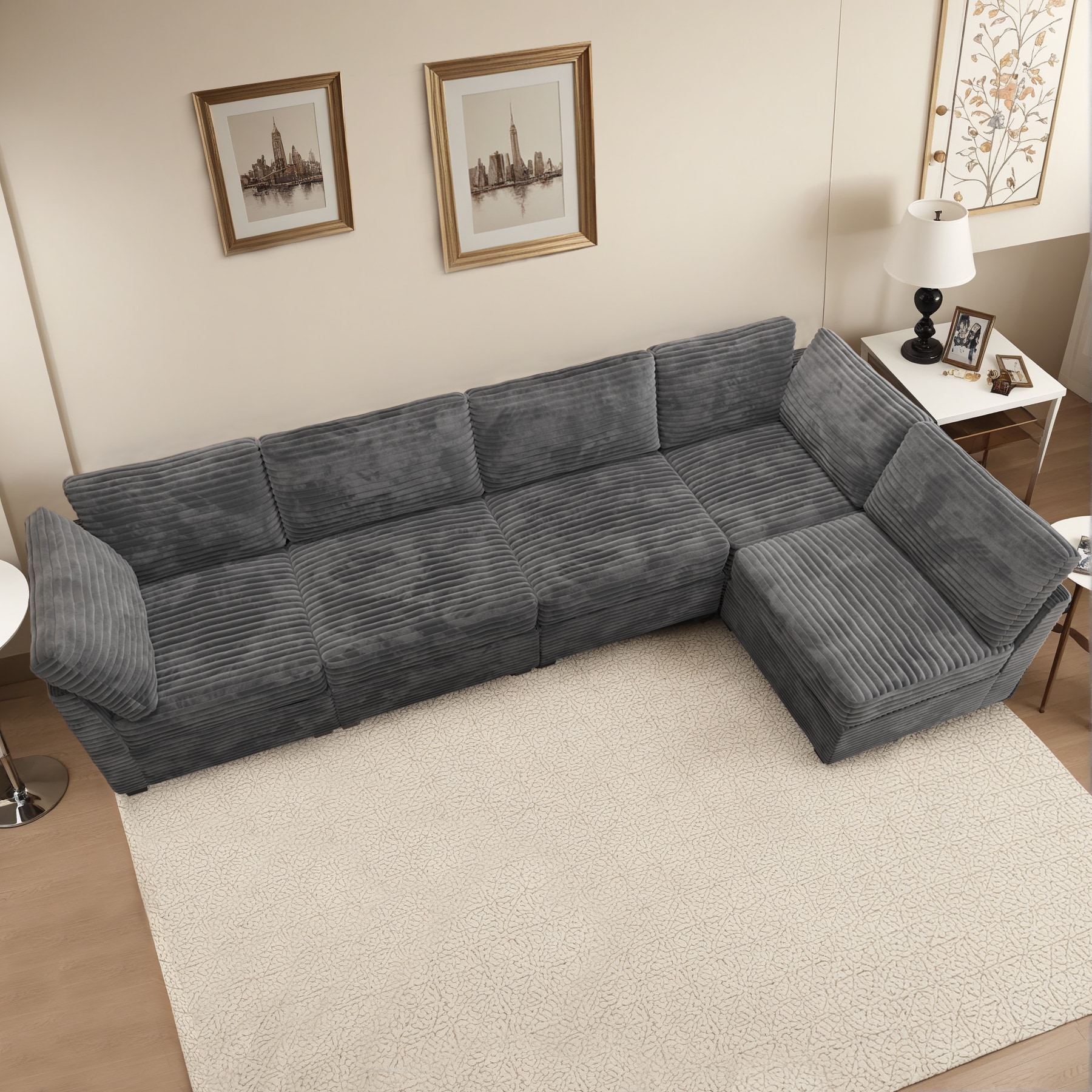 Caodoc L5-GYO502-2 130.8-in Modern Grey Sofa