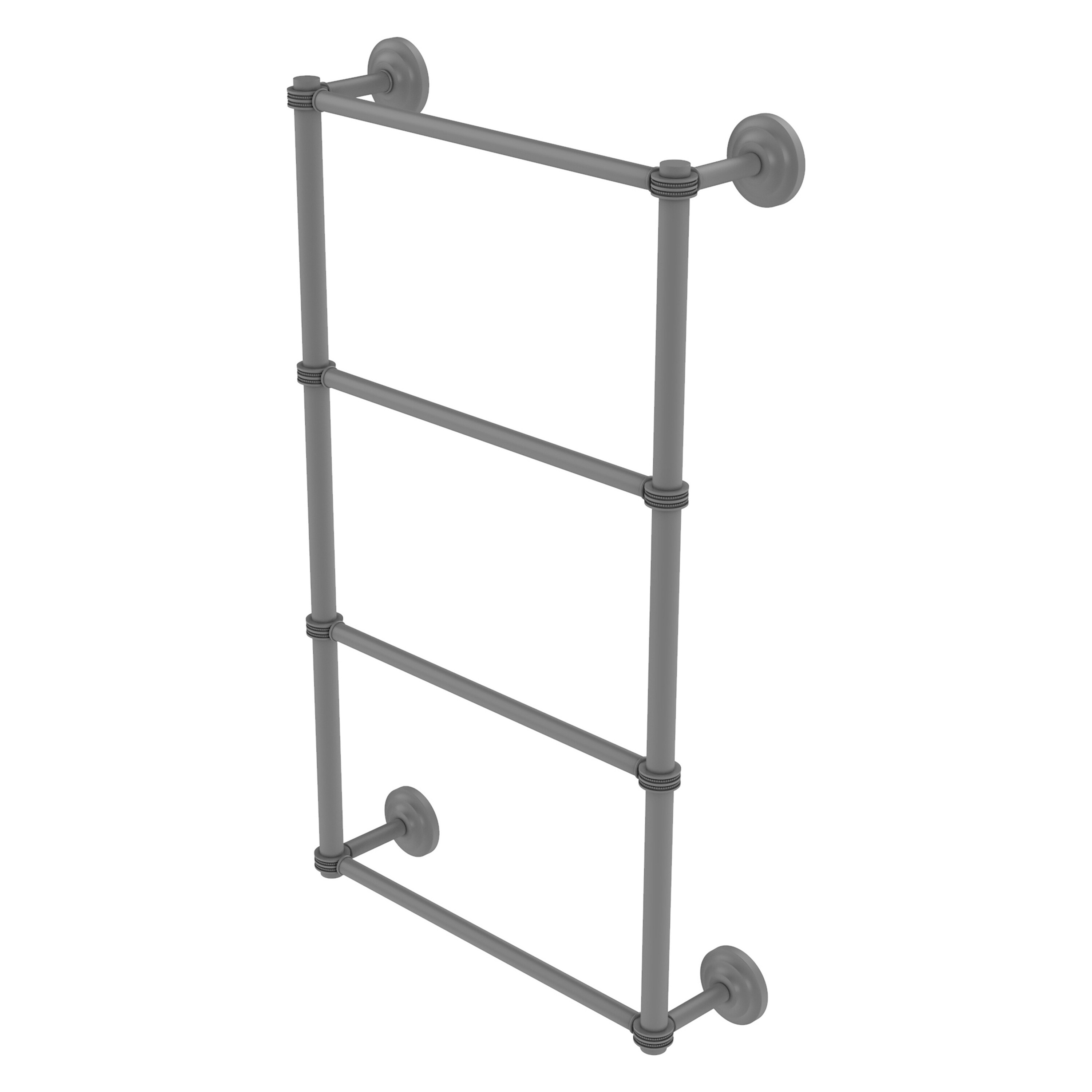 Allied Brass QN-28D-24-GYM Que New 24-in double Matte Gray Wall mount 4-tier Towel Bar