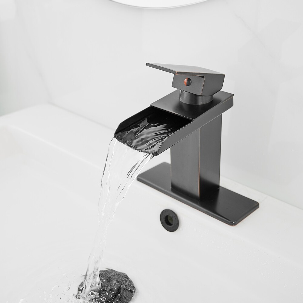 Oil-Rubbed Bronze Single-Handle Waterfall Bathroom Faucet
