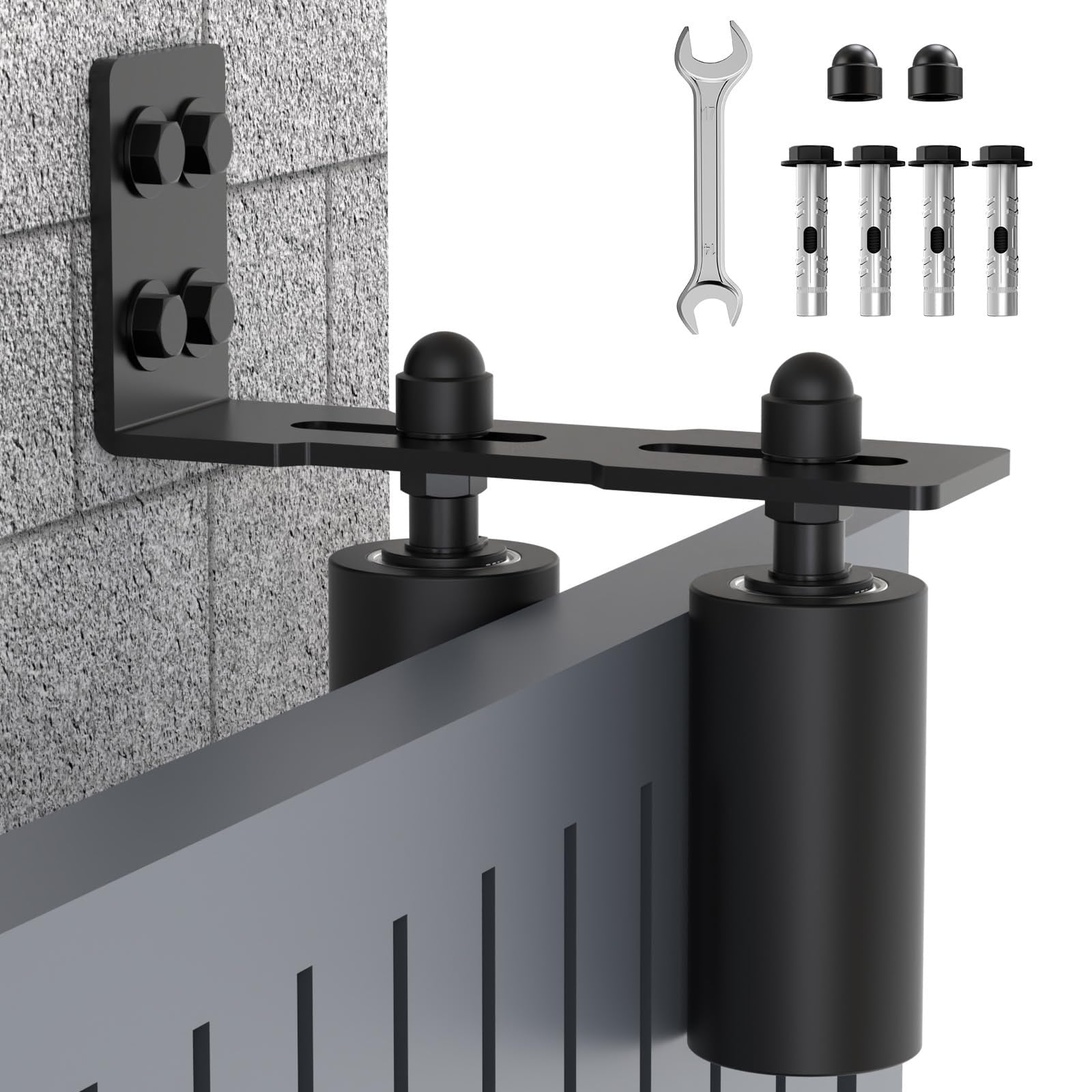 Etokfoks  Sliding Gate Roller Kit Black Steel Bracket with Nylon Roller 2 in for Garage Patio Shed Doors 1 pc