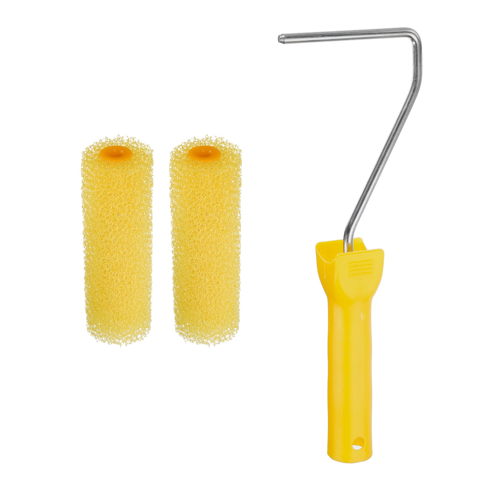 Unique Bargains 3pcs Paint Roller Kit 2pcs 4 Inch Sponge Middle Texture Pattern Roller Covers and 10 Inch Paint Roller Frame for Wall Trim