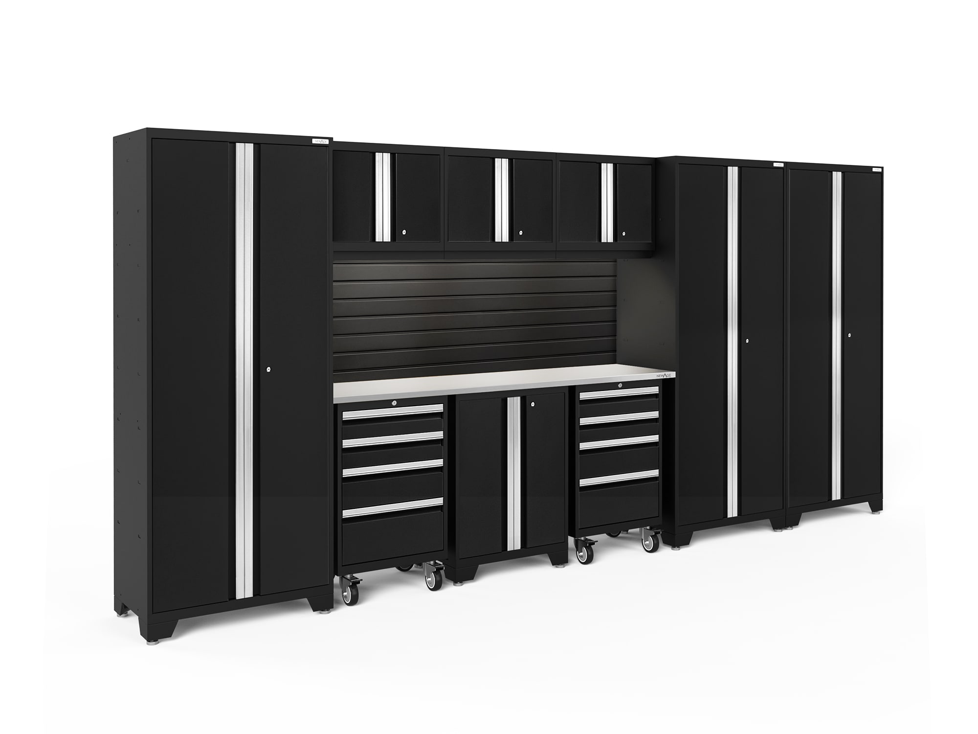 NewAge Products 40461 162-in W x 76.75-in H x 18-in D 9 -Cabinets Steel Black Garage Storage System