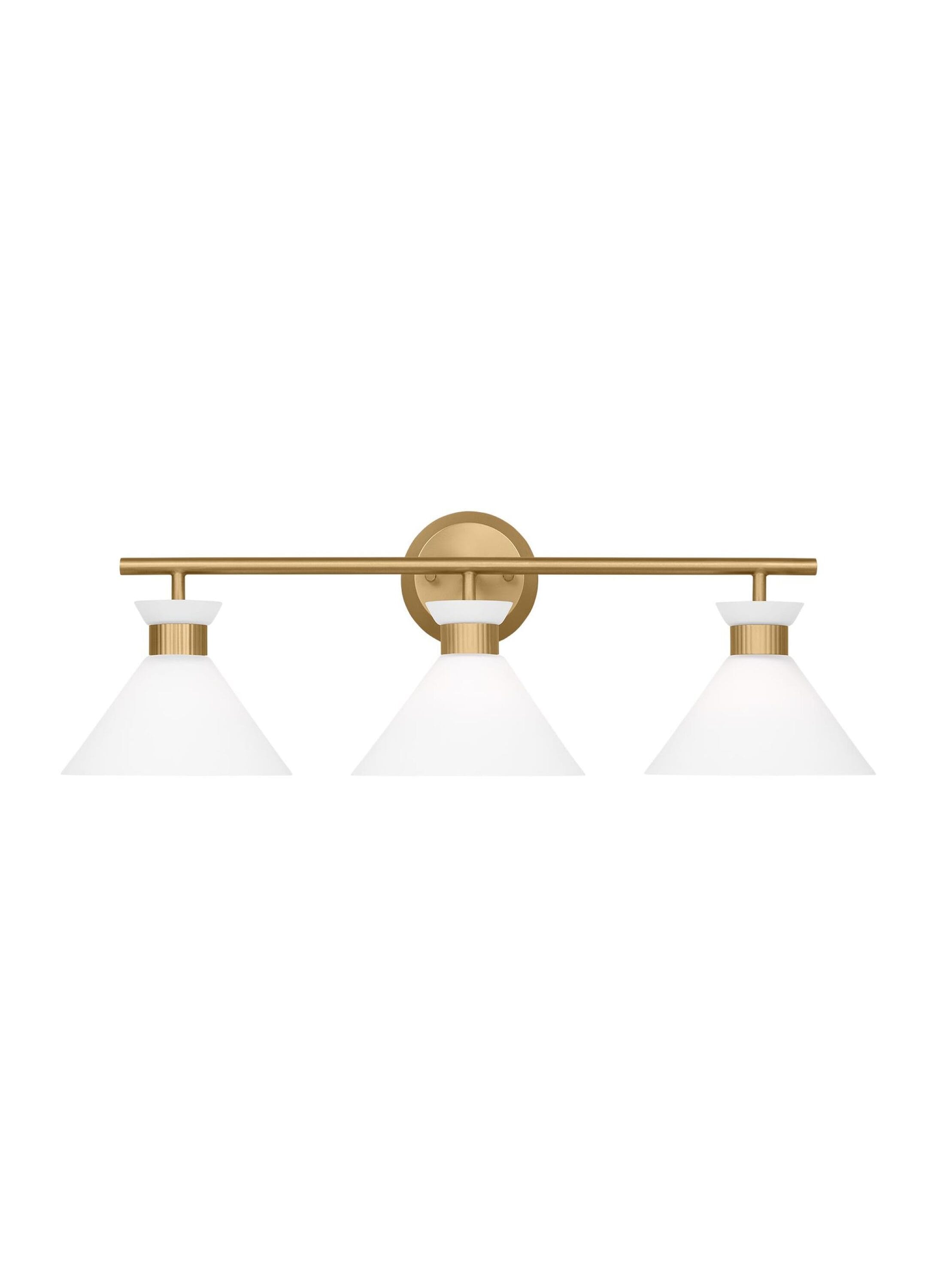 Satin Brass 3-Light Vanity with Etched Glass Shades