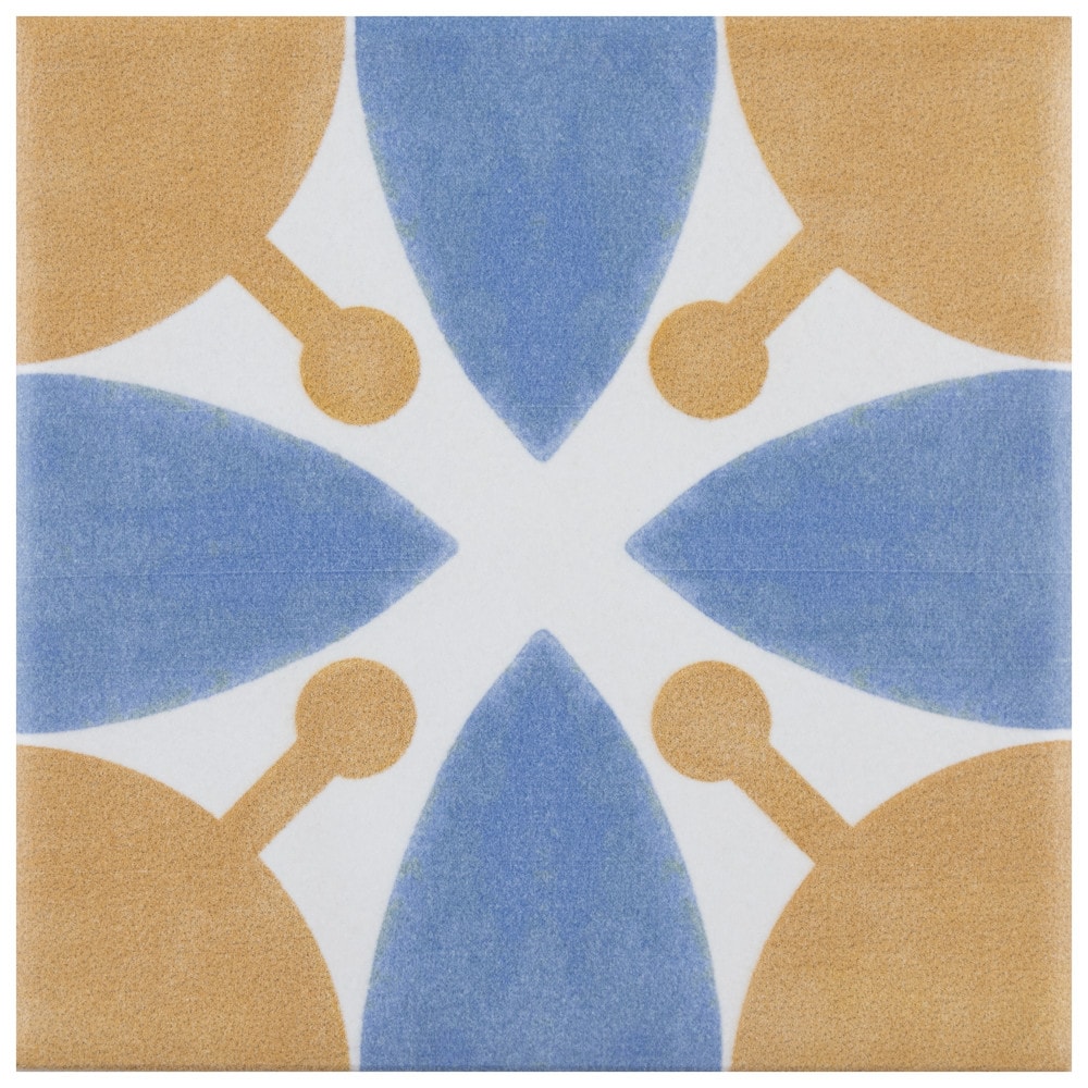 Affinity Tile S1FRC4REVL Sample- Revival Mini Leaf 4-in x 4-in Matte Ceramic Patterned Floor and Wall Tile