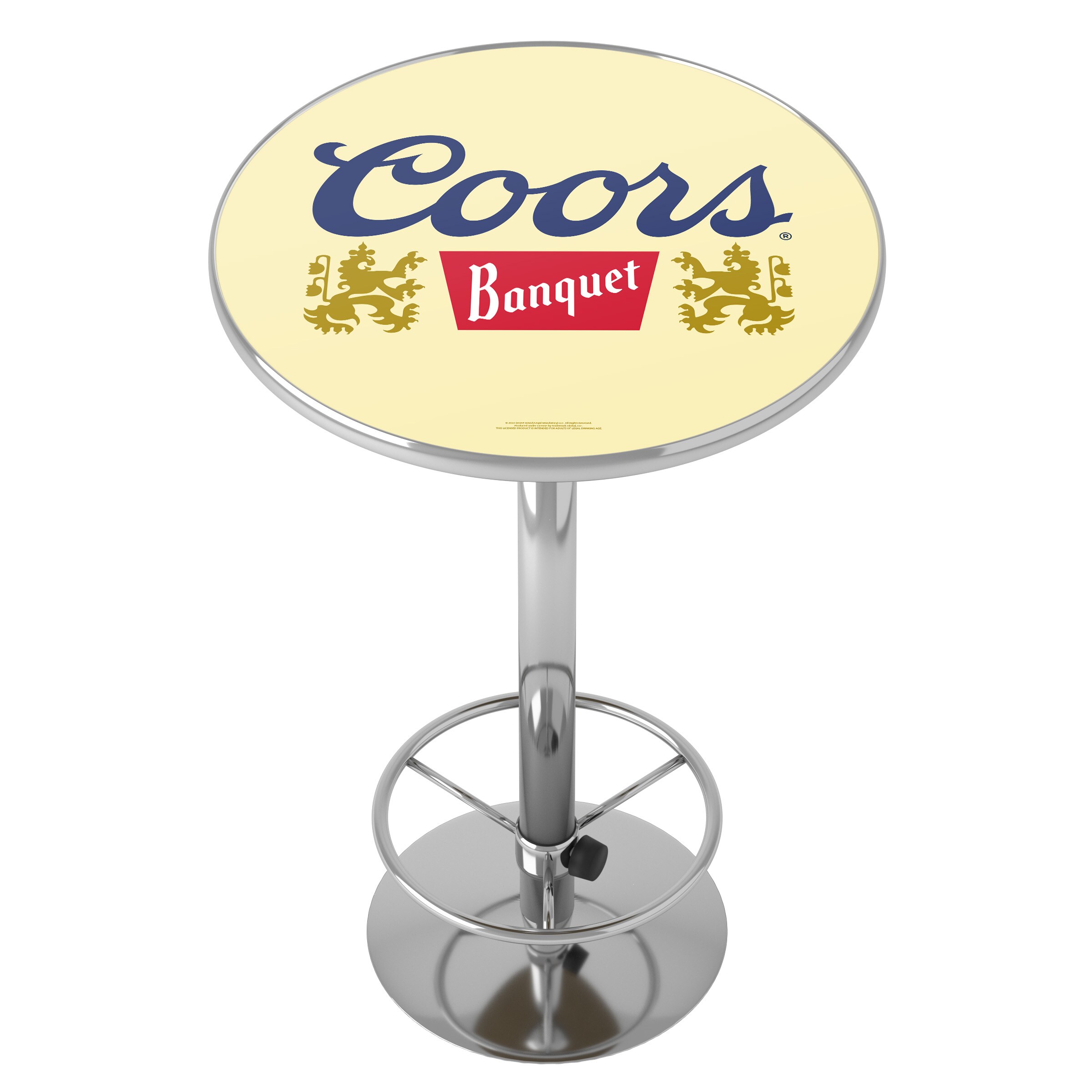 Trademark Gameroom CO2000 Pub Tables Chrome Round Traditional Bar Table, Composite with Metal Metal Pedestal Base 27.375-in L x 42-in H