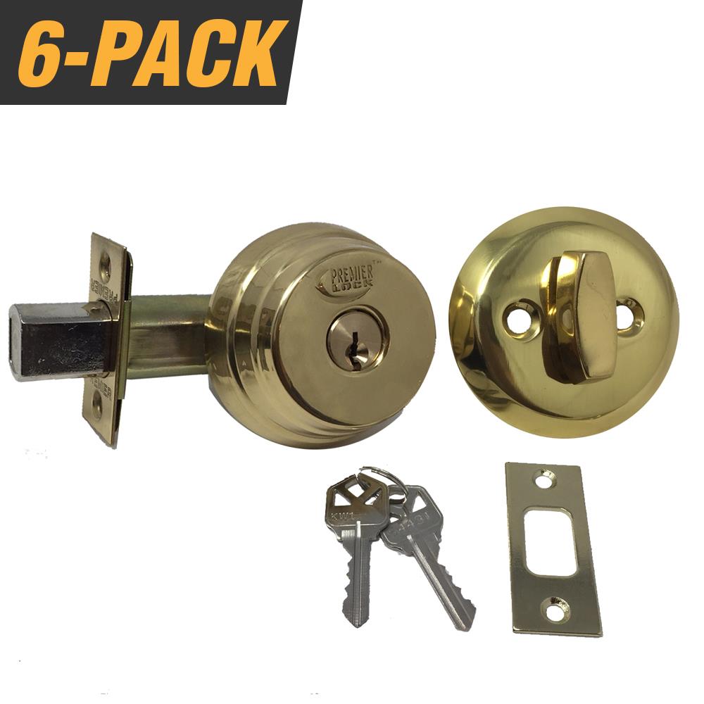Premier Lock ADB03-6 Polished Brass Single Cylinder Deadbolt